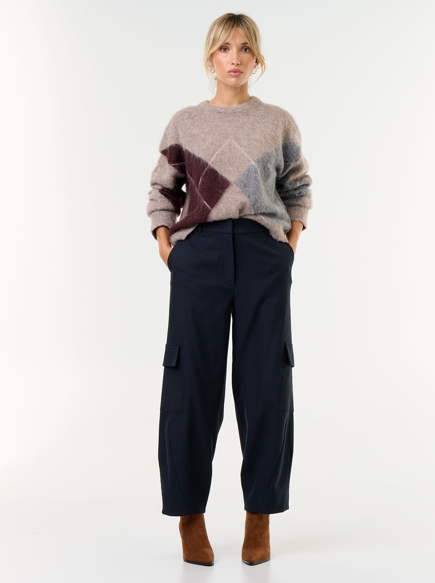 Pantalon forme barrel - Bleu