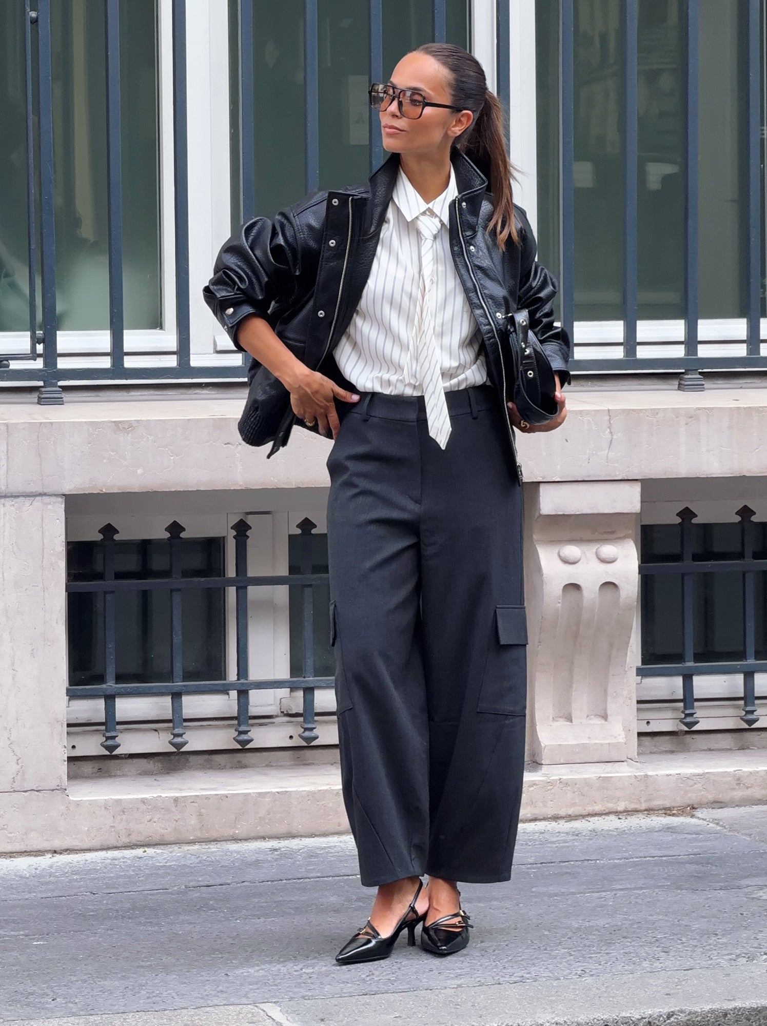 Pantalon forme barrel - Gris