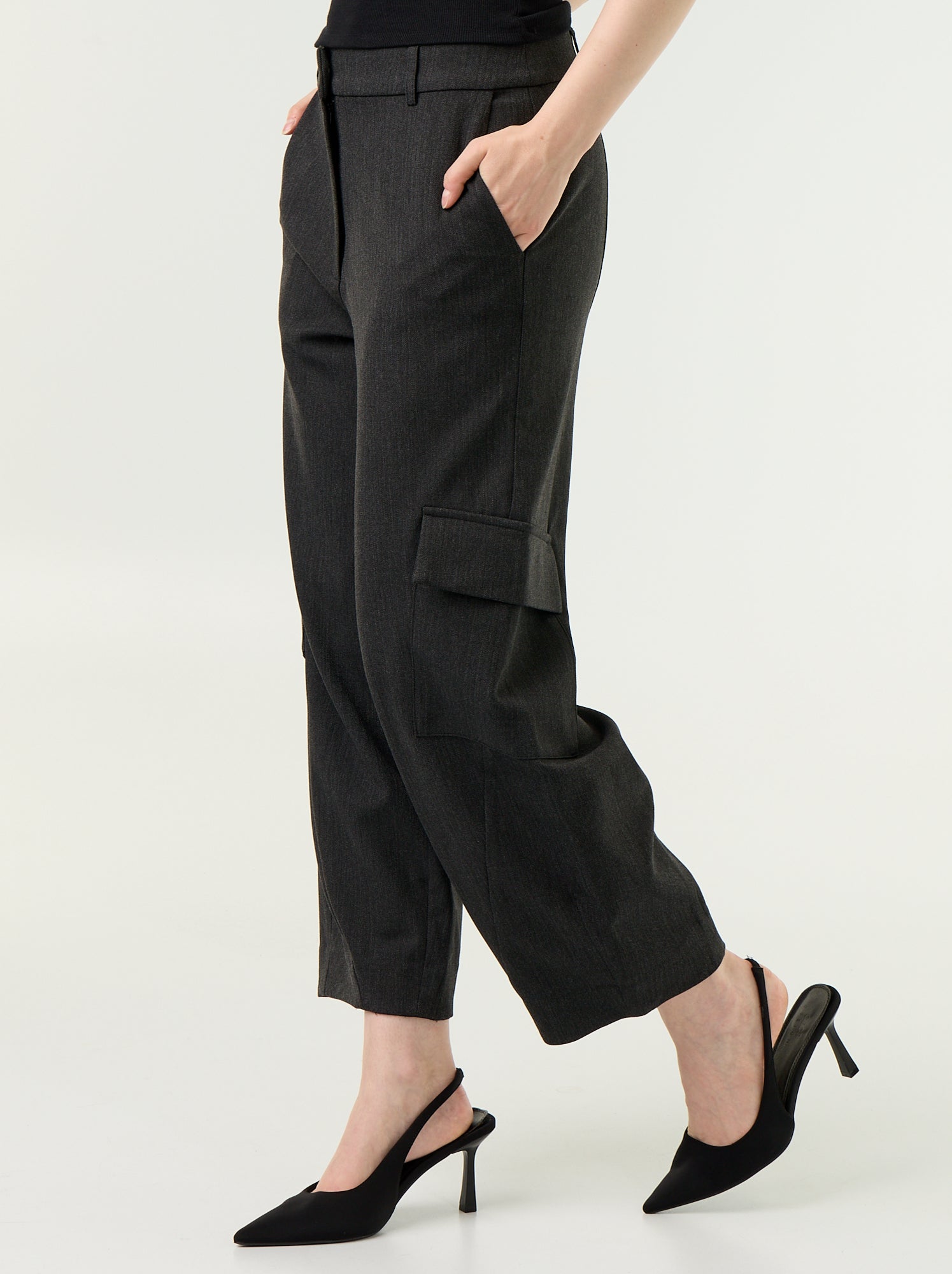 Pantalon forme barrel - Gris