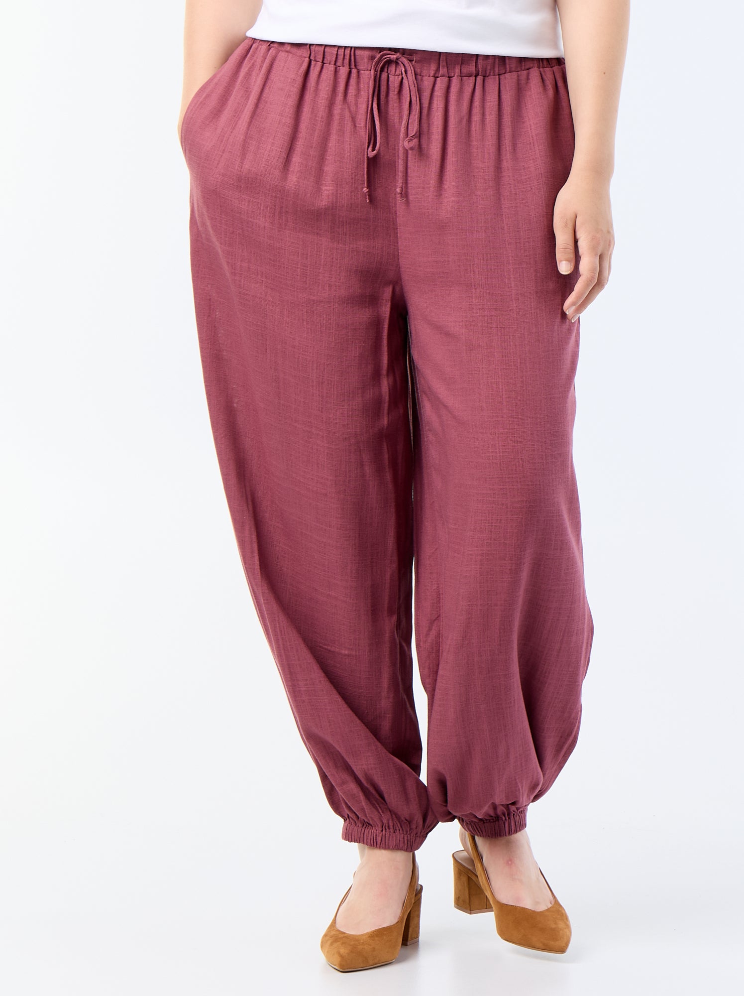 Pantalon forme boule uni - Rose