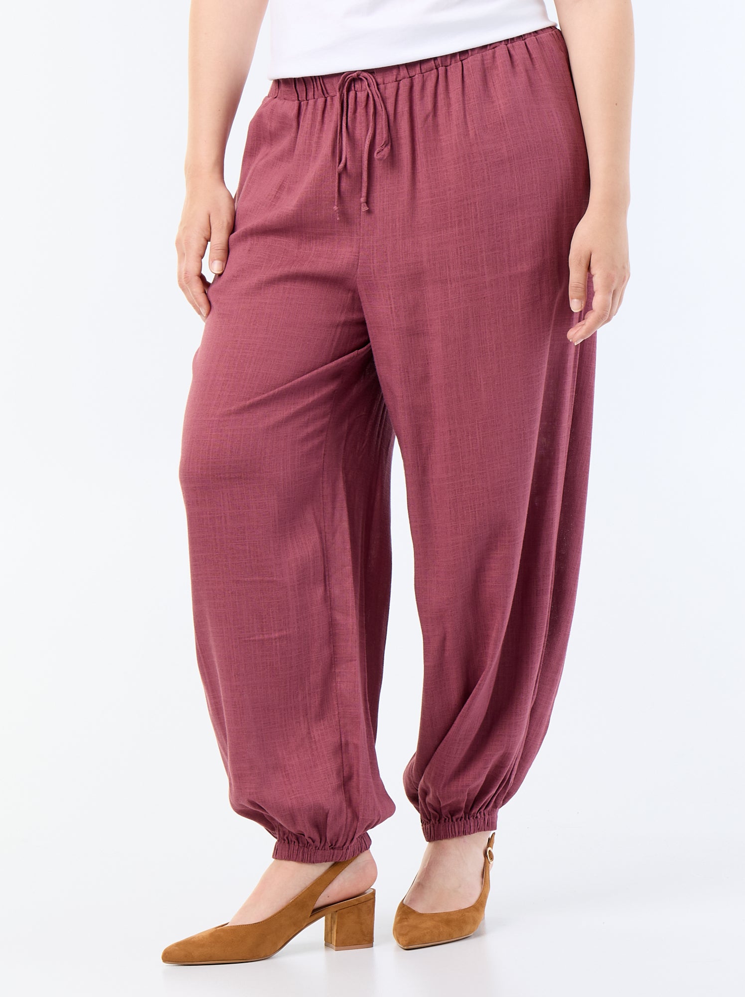 Pantalon forme boule uni - Rose