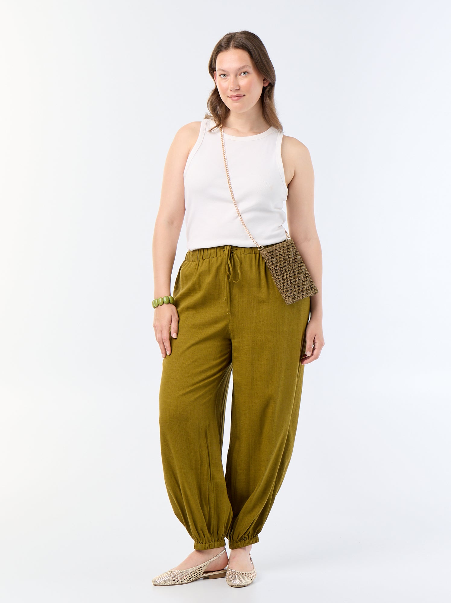 Pantalon forme boule uni - Vert