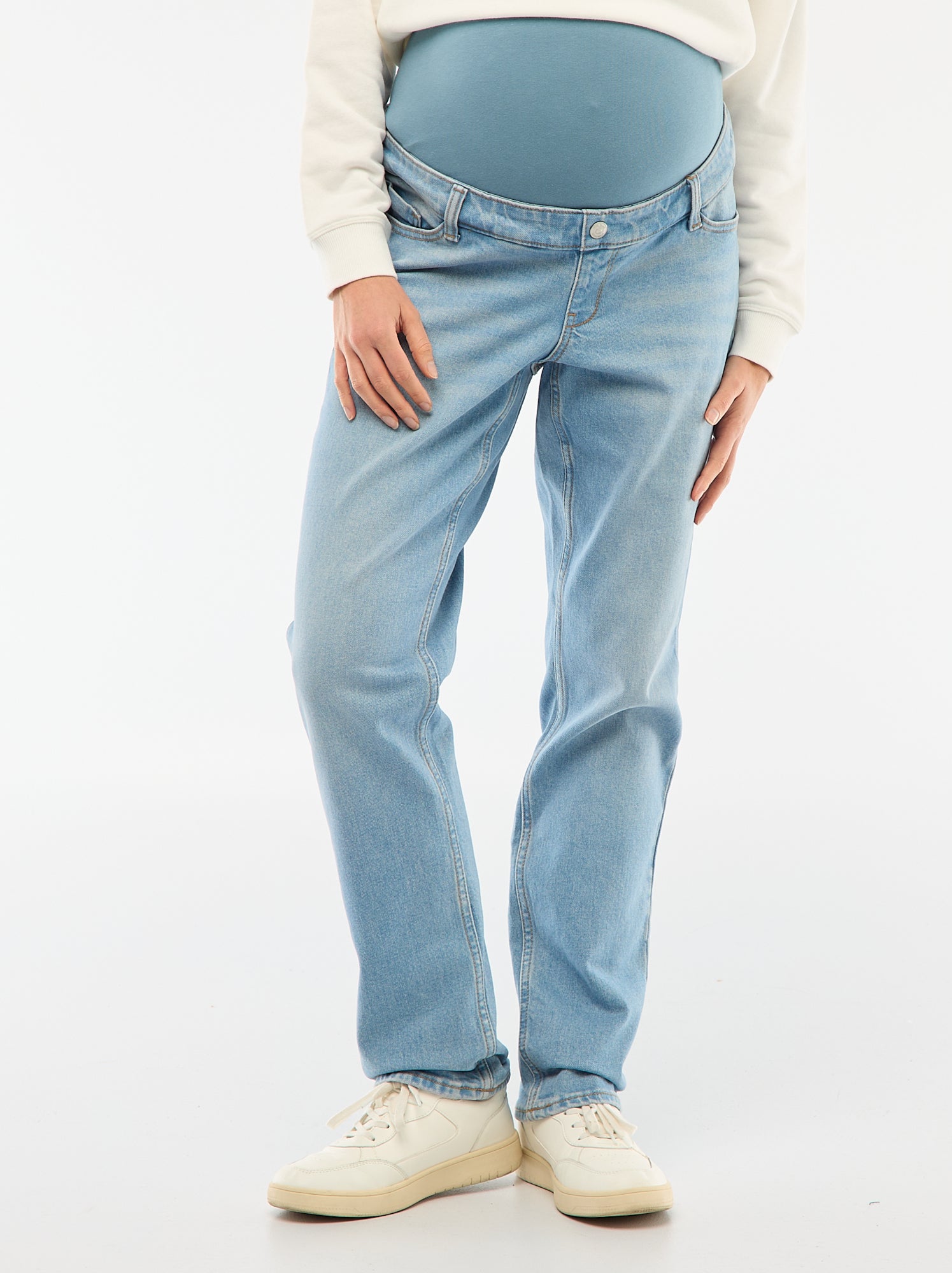 Pantalon grossesse avec ceinture stretch - Bleu (EPX64_1)