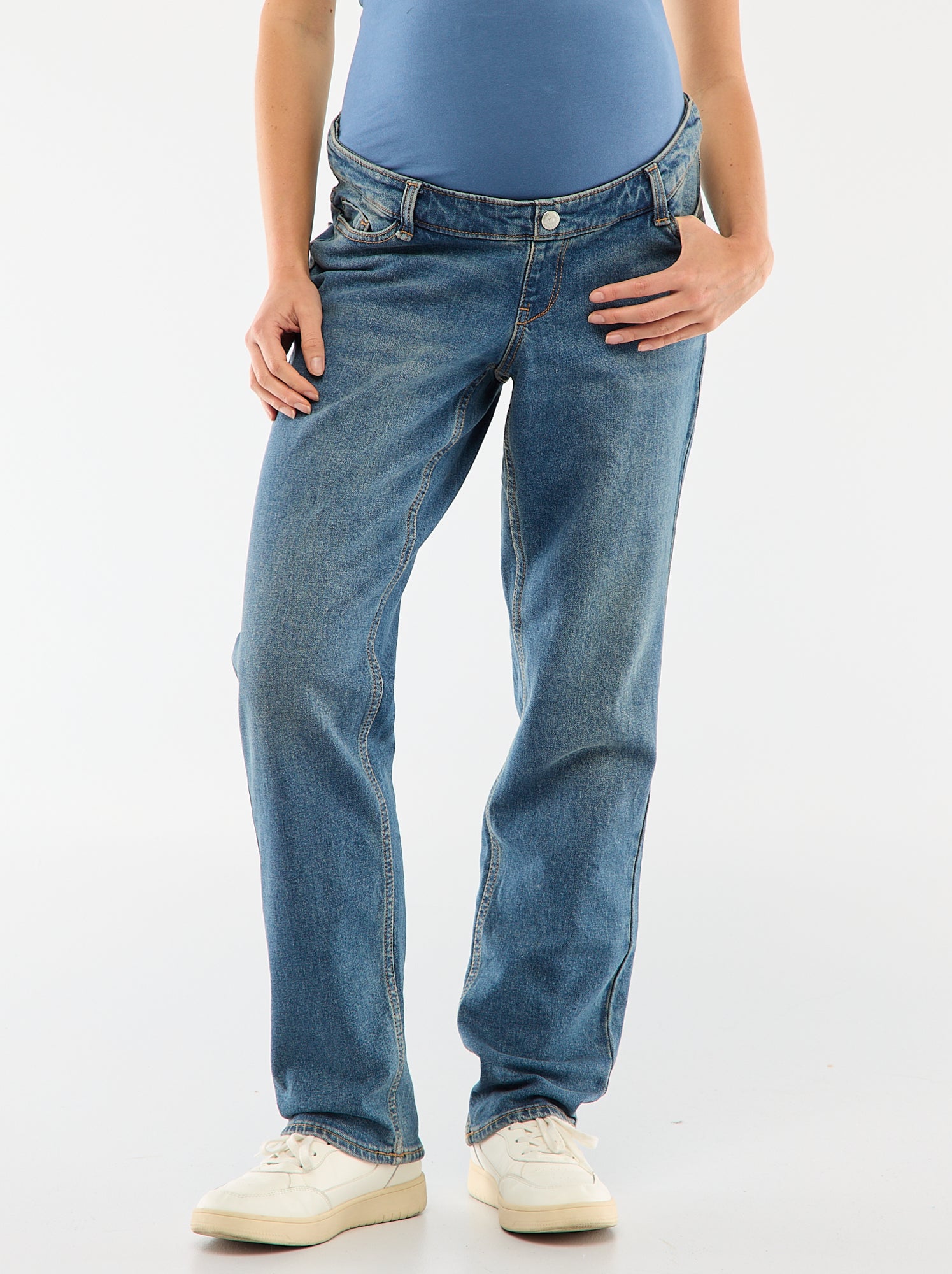 Pantalon grossesse avec ceinture stretch - Bleu (EPX64_2)