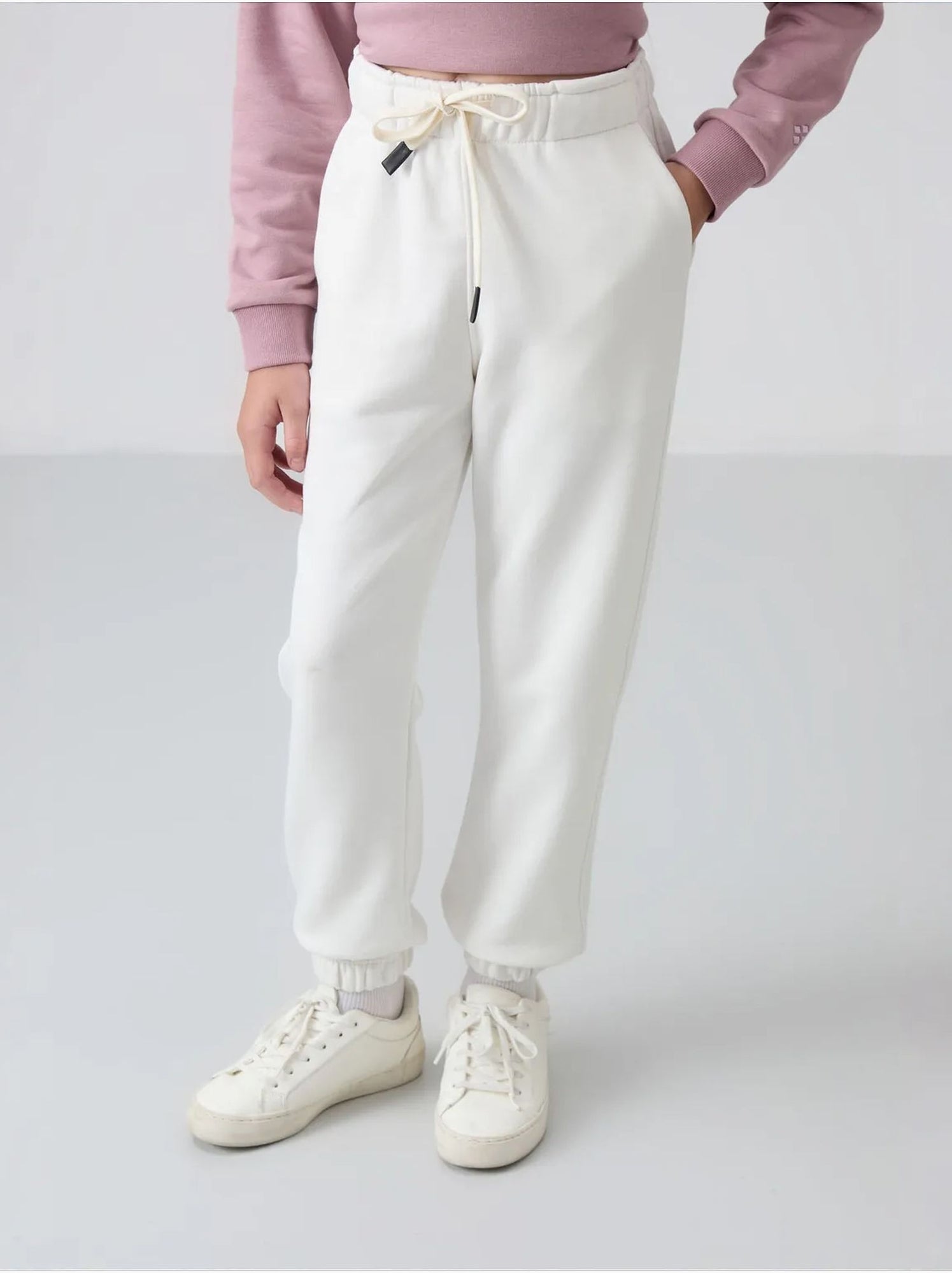 Pantalon jeune à taille cordon tommy - Blanc cassé