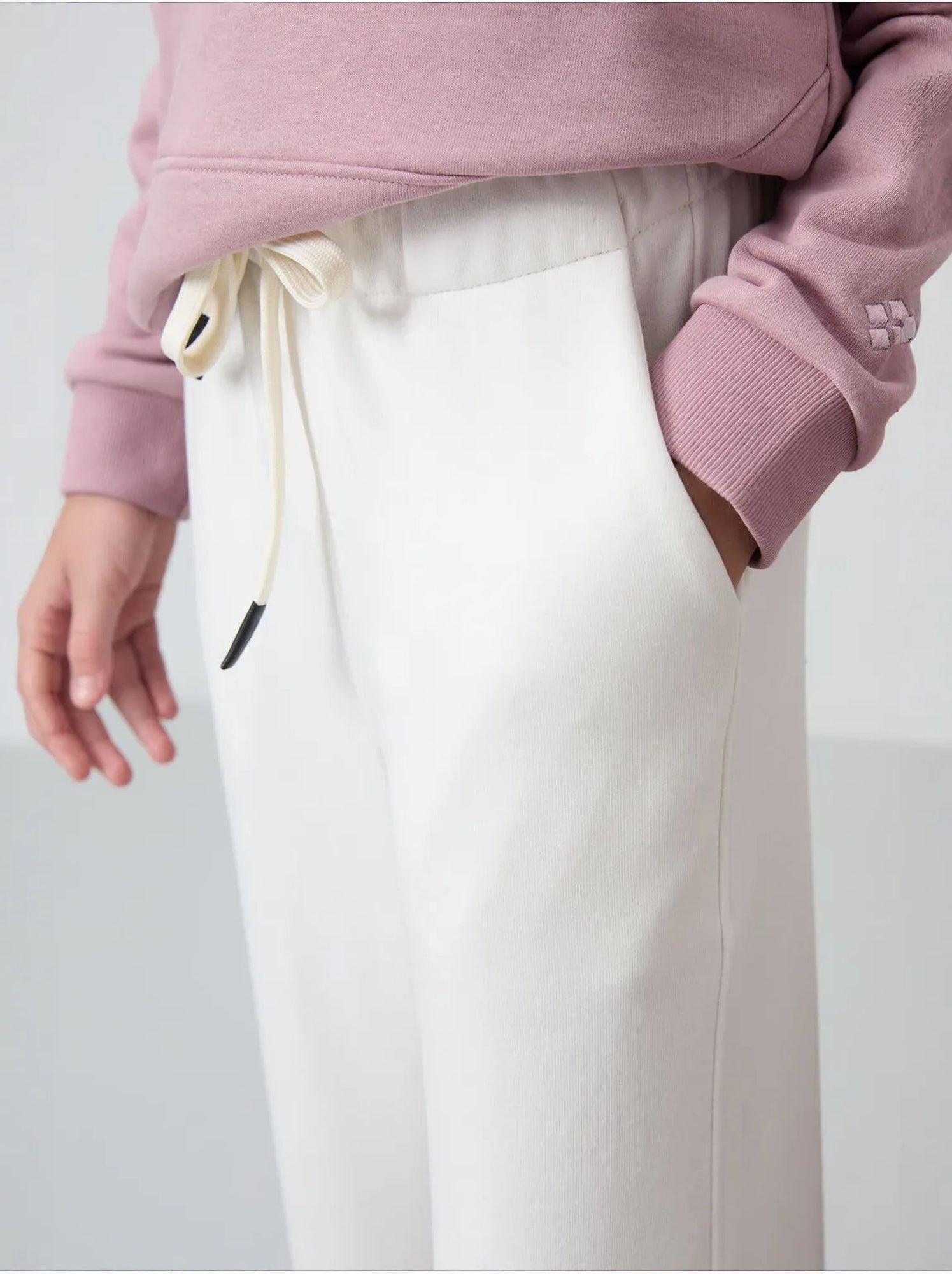 Pantalon jeune à taille cordon tommy - Blanc cassé