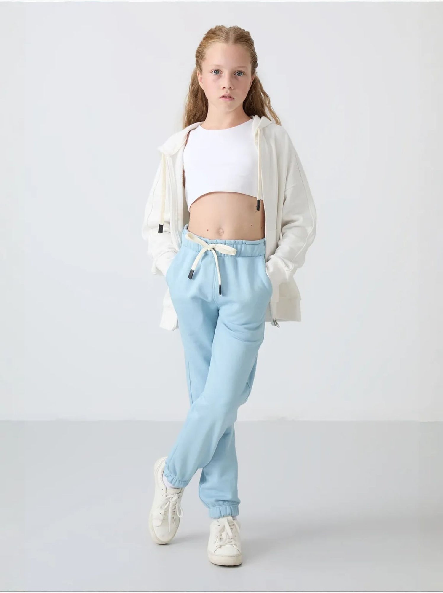 Pantalon jeune à taille cordon tommy - Bleu ciel