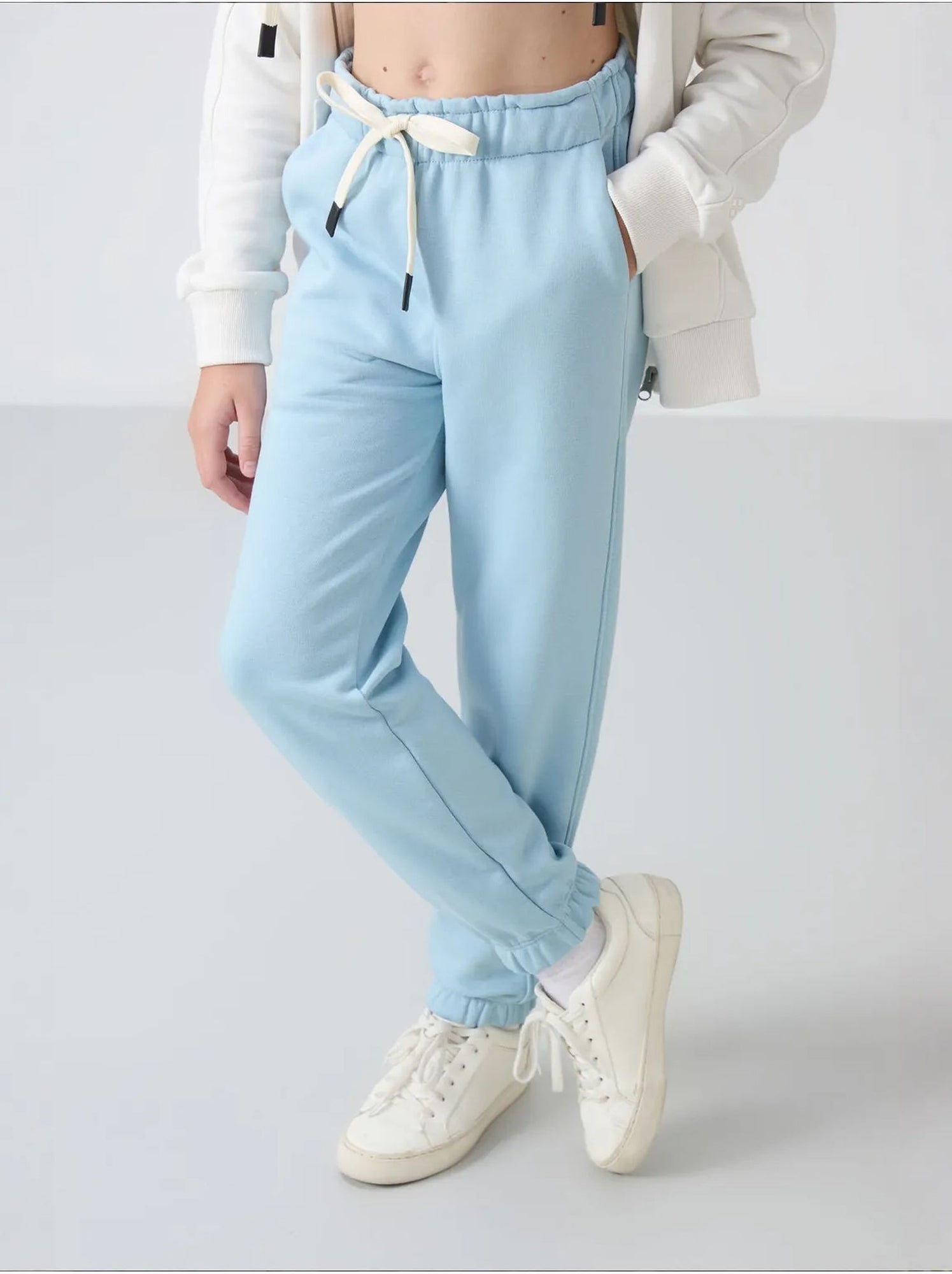Pantalon jeune à taille cordon tommy - Bleu ciel