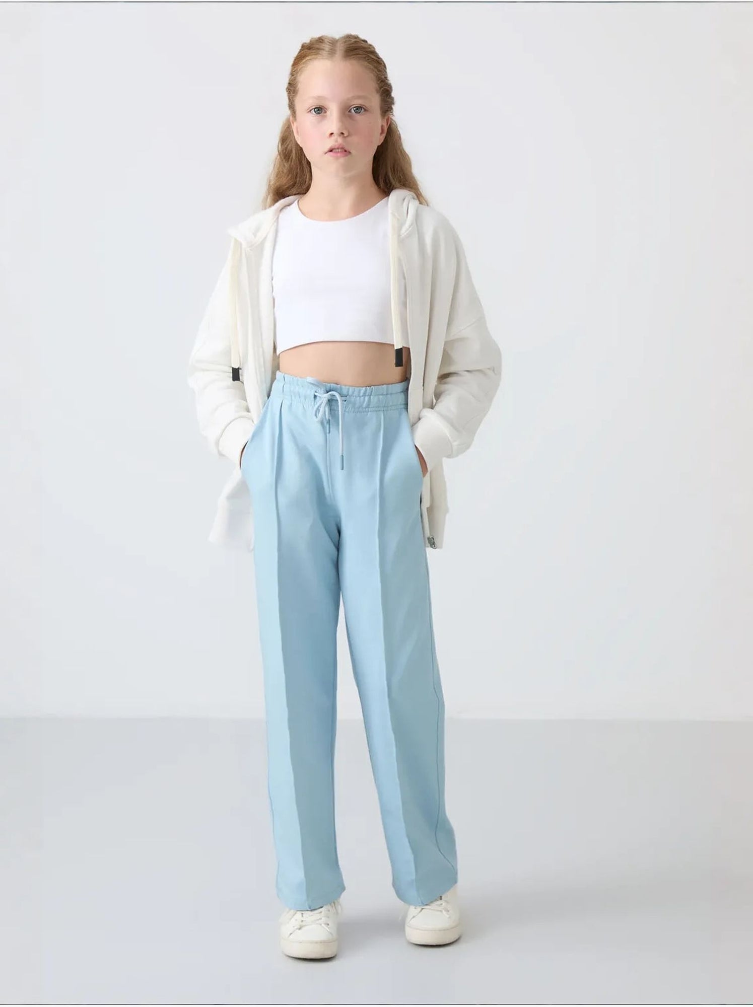Pantalon jeune en mélange de coton tommy - Bleu marine