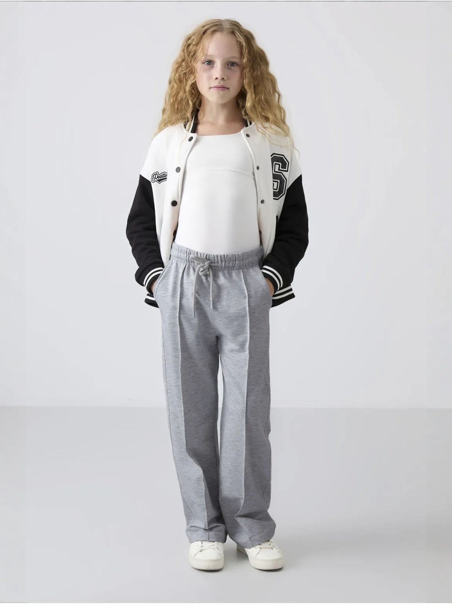 Pantalon jeune en mélange de coton tommy - Gris