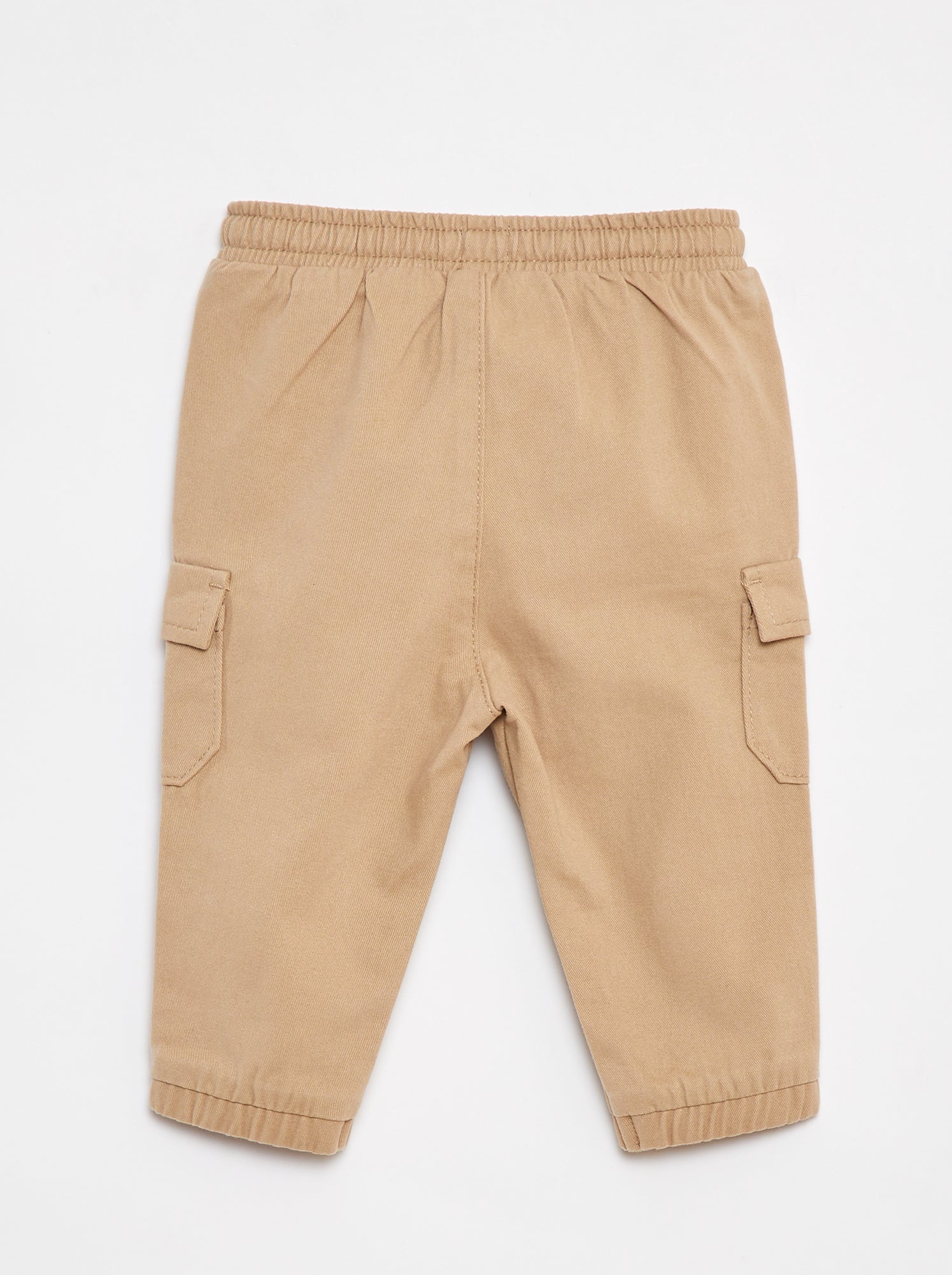 Pantalon jogger en twill avec poches à rabat - Beige