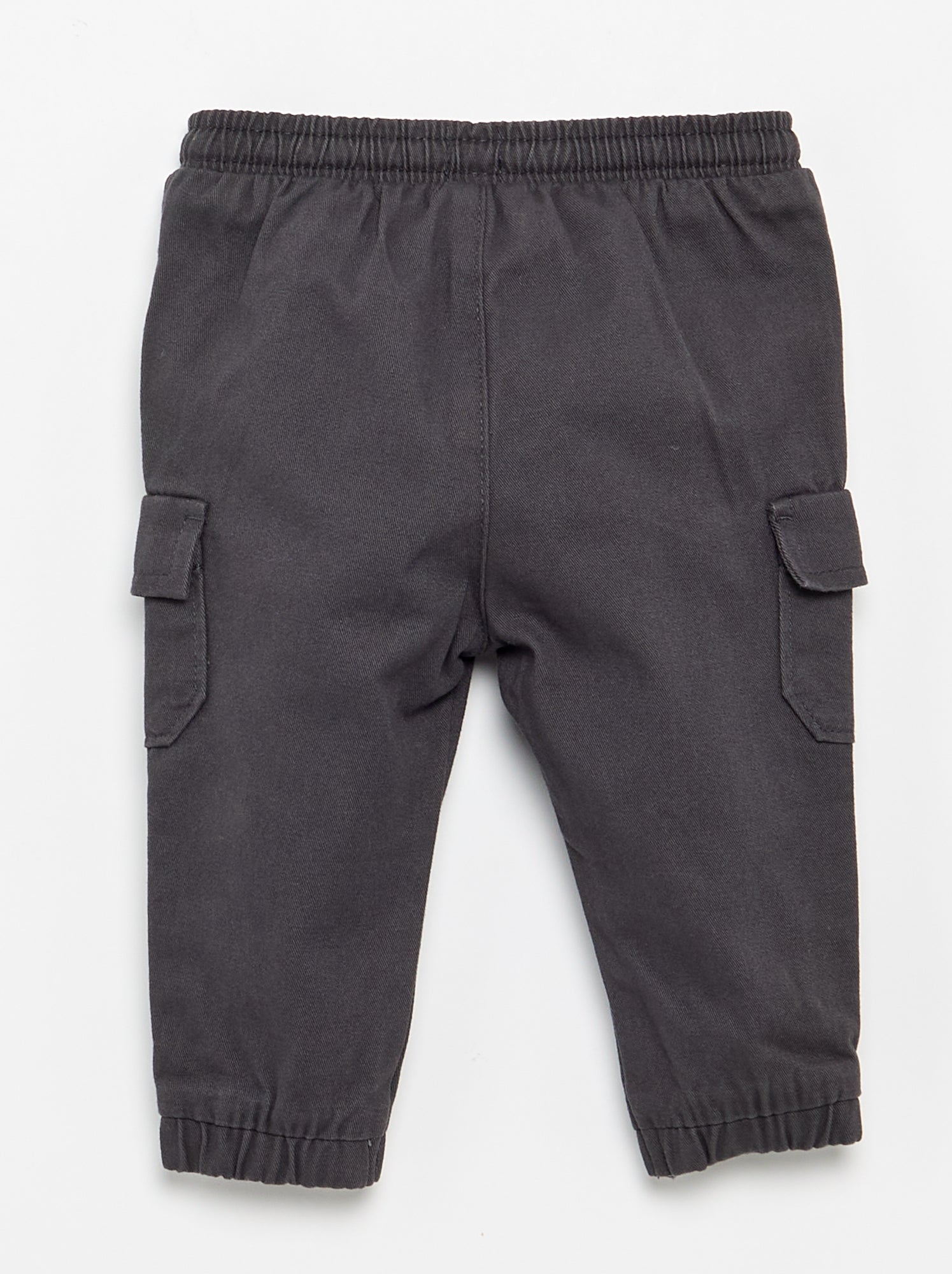 Pantalon jogger en twill avec poches à rabat - Noir