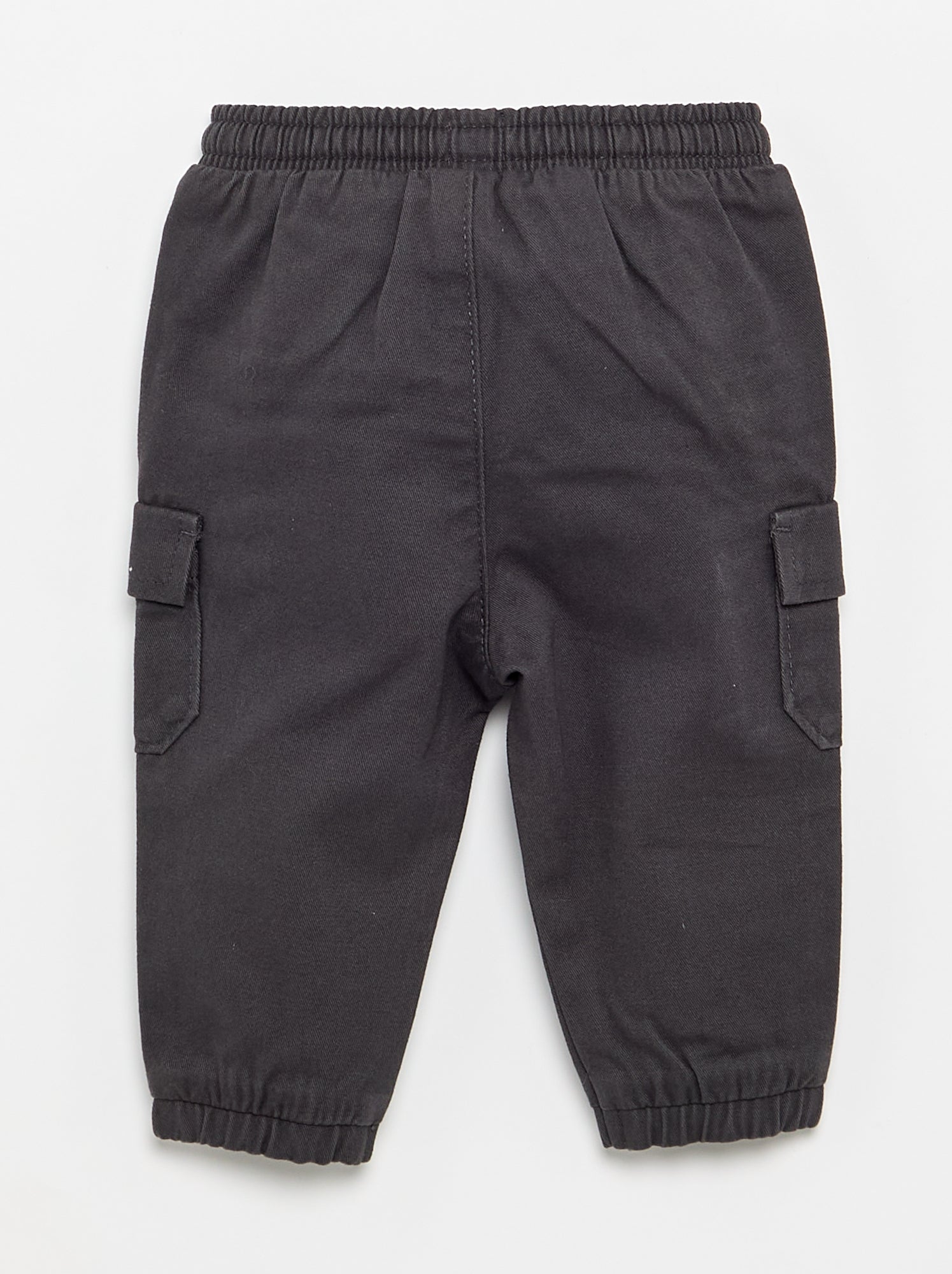 Pantalon jogger en twill avec poches à rabat - Noir