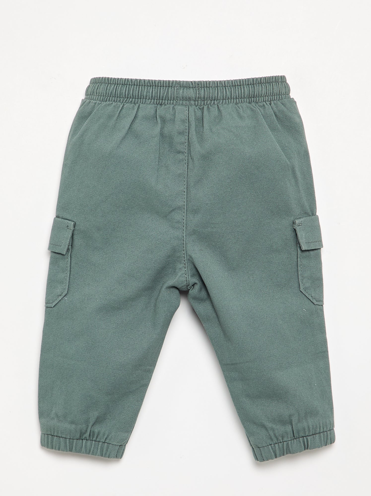 Pantalon jogger en twill avec poches à rabat - Vert (DJJ98_12)