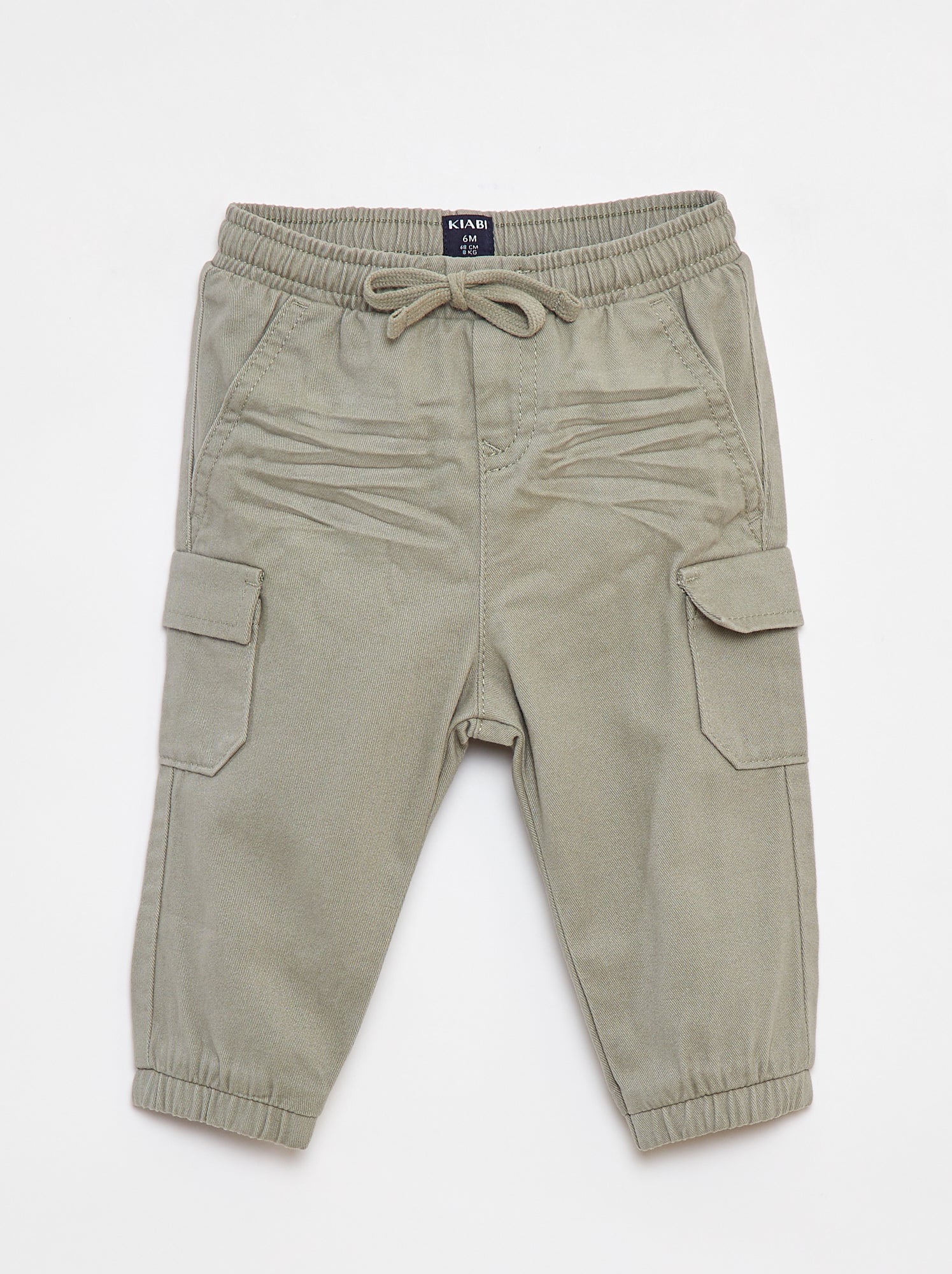 Pantalon jogger en twill avec poches à rabat - Vert (DJJ98_2)