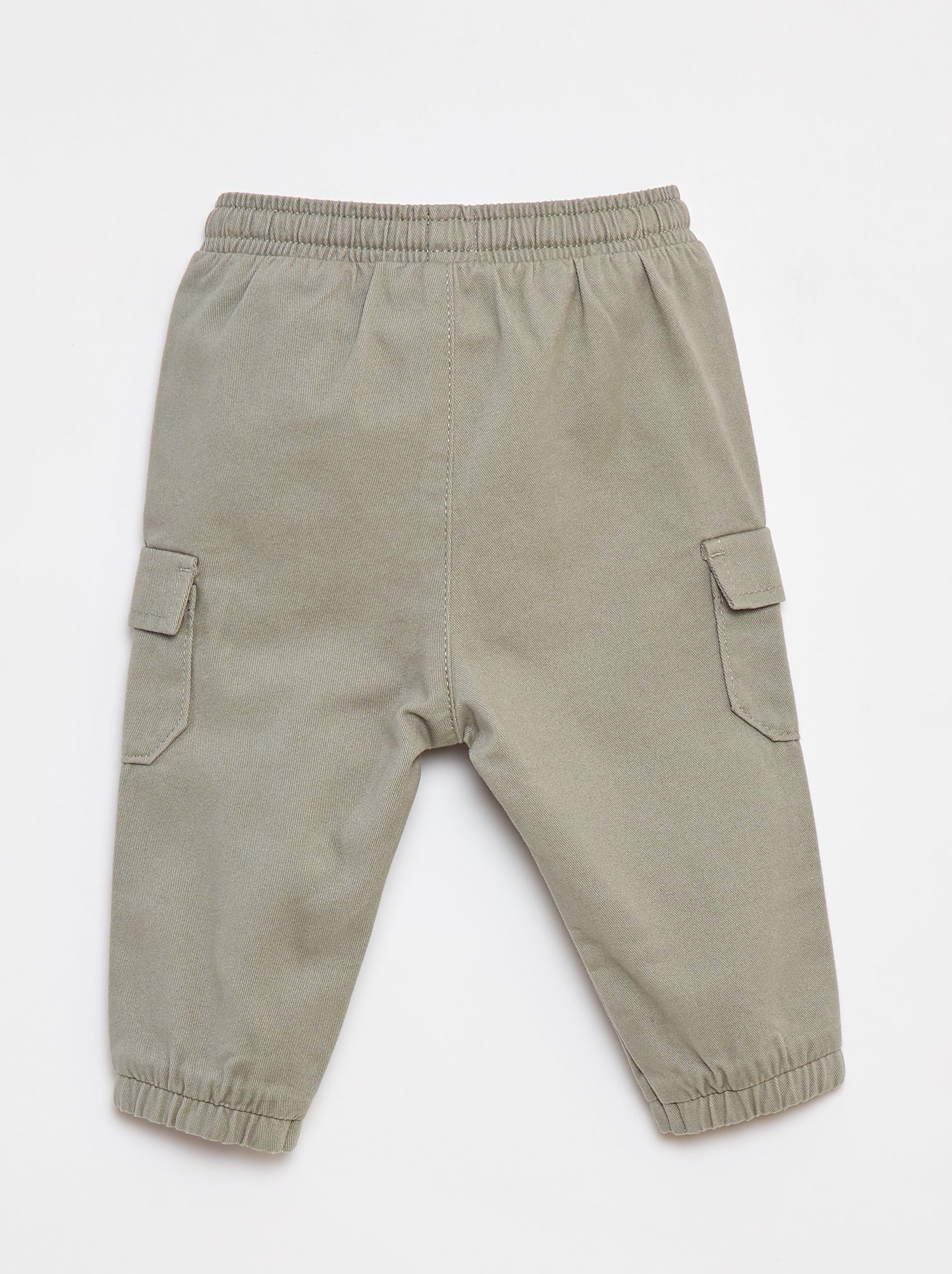 Pantalon jogger en twill avec poches à rabat - Vert (DJJ98_2)