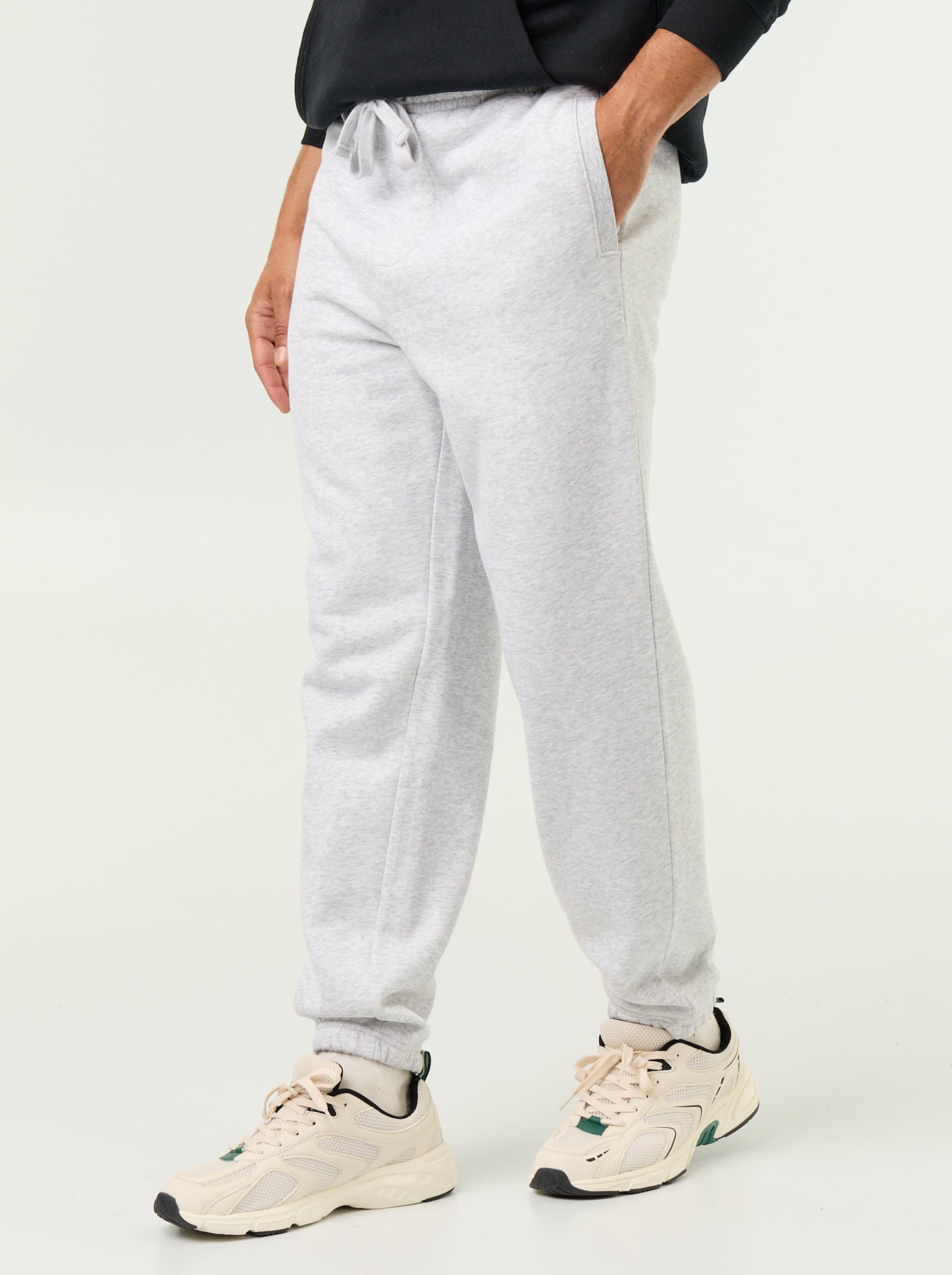 Pantalon jogging en molleton uni - Gris (GCS07_1)