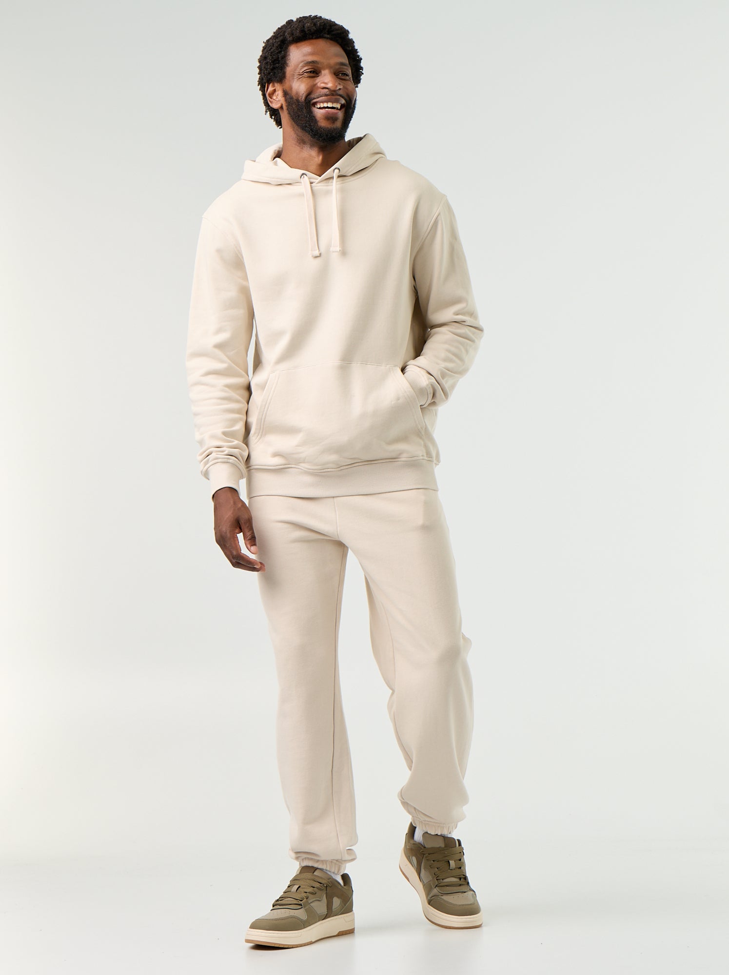 Pantalon jogging en molleton uni - Gris (GCS07_4)