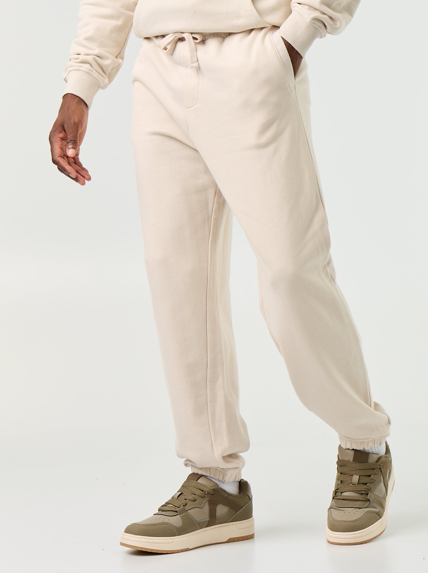 Pantalon jogging en molleton uni - Gris (GCS07_4)