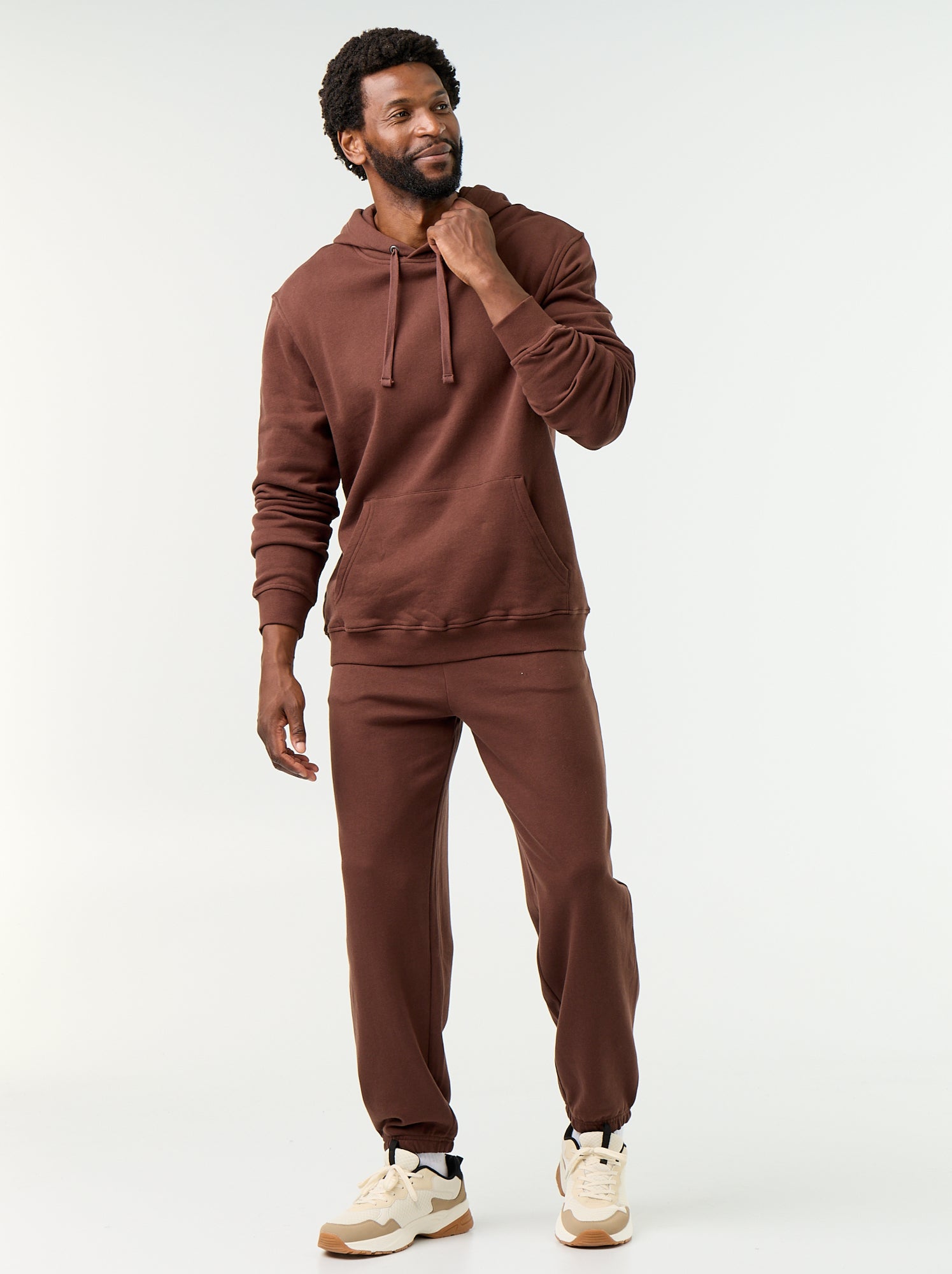 Pantalon jogging en molleton uni - Marron