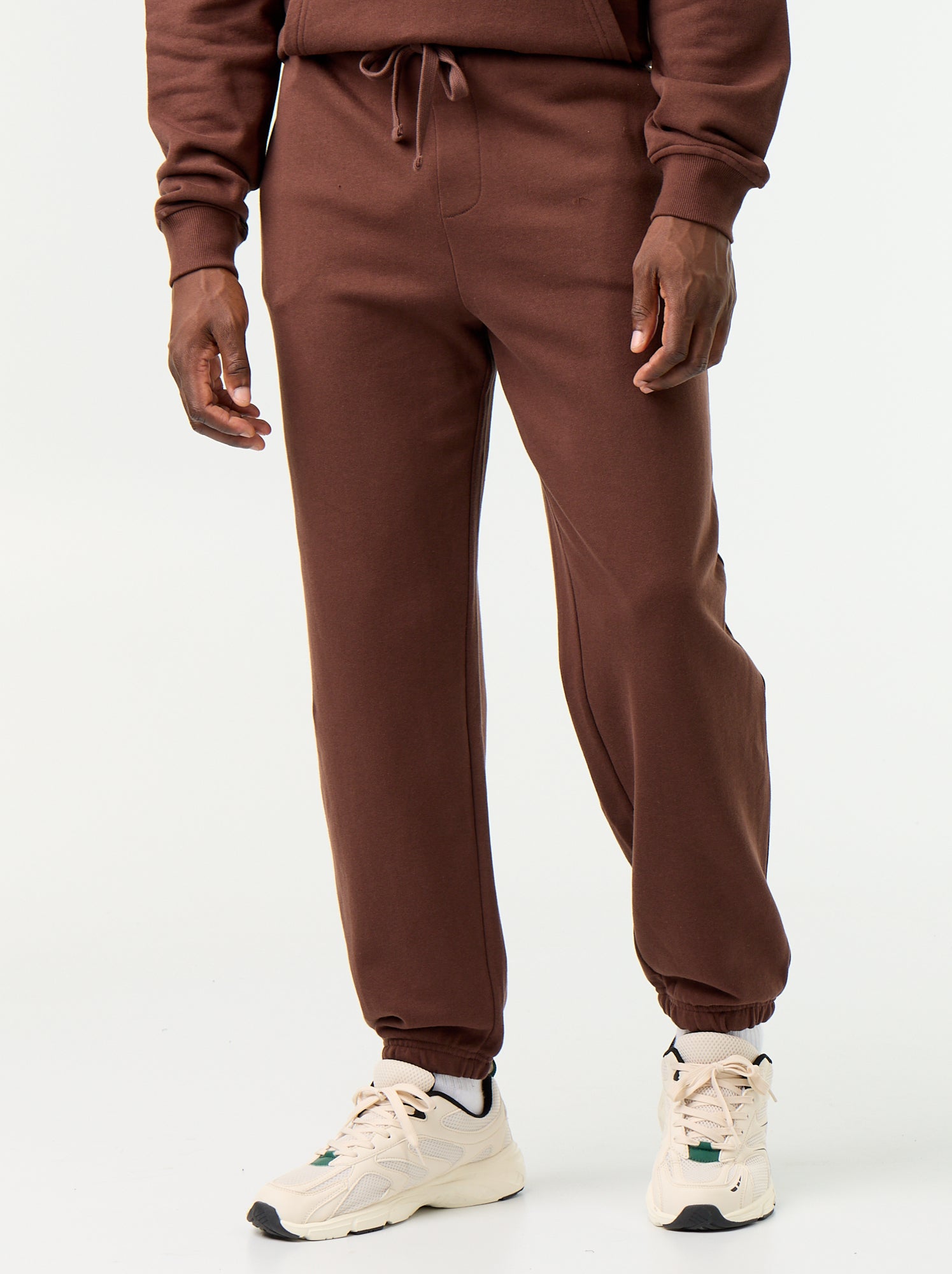 Pantalon jogging en molleton uni - Marron