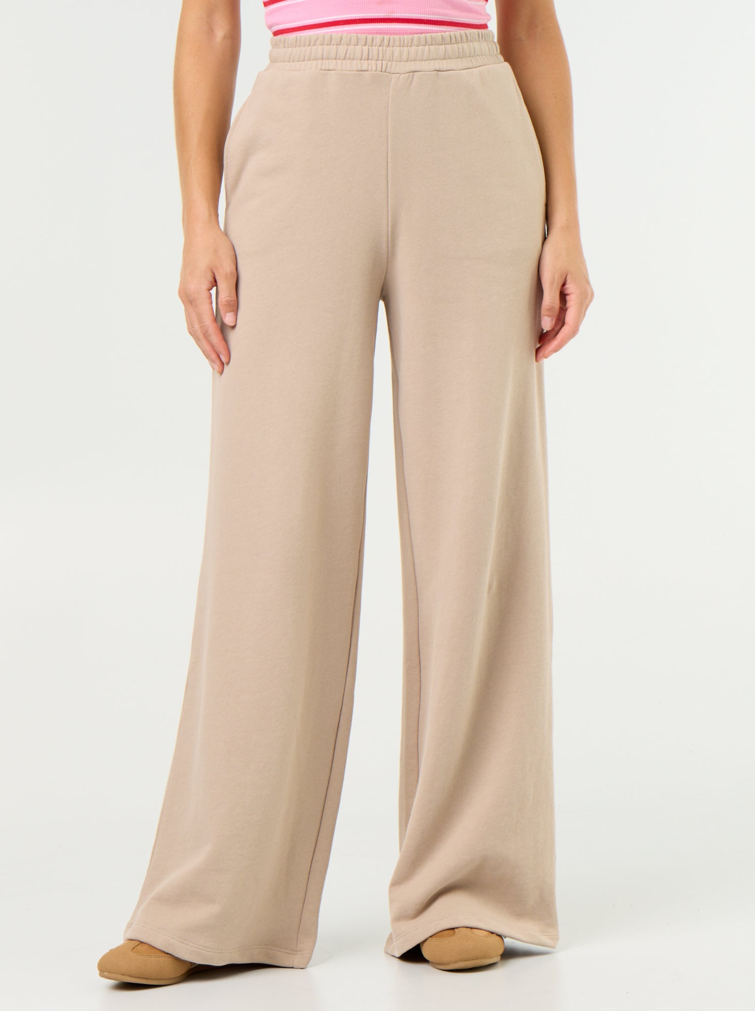 Pantalon jogging large en maille lourde - Beige