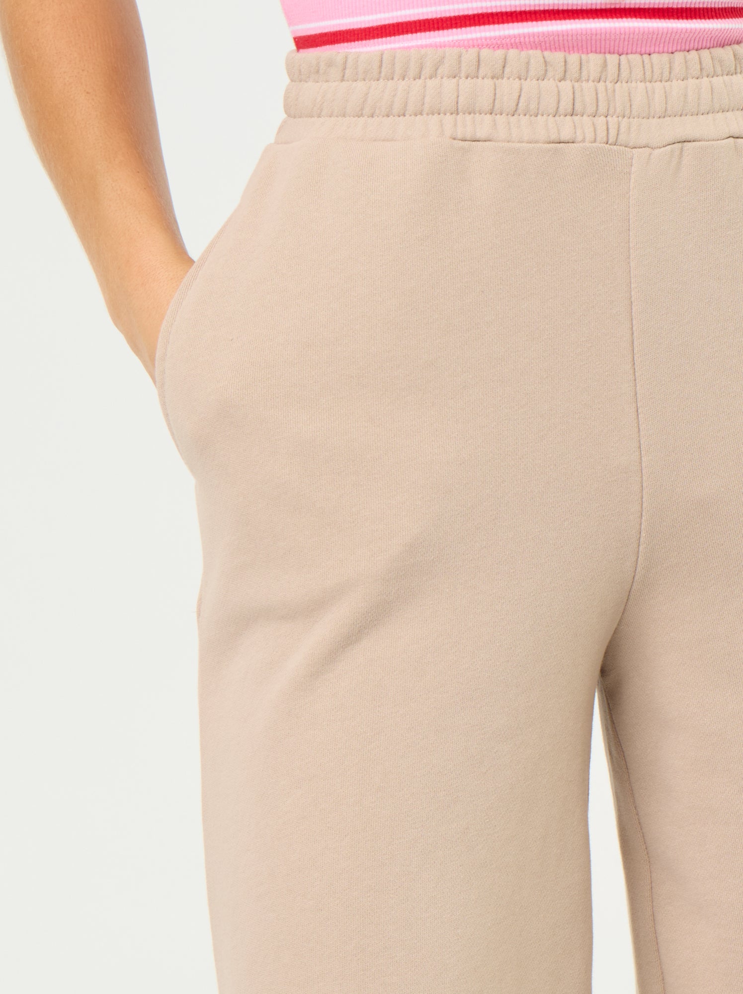 Pantalon jogging large en maille lourde - Beige
