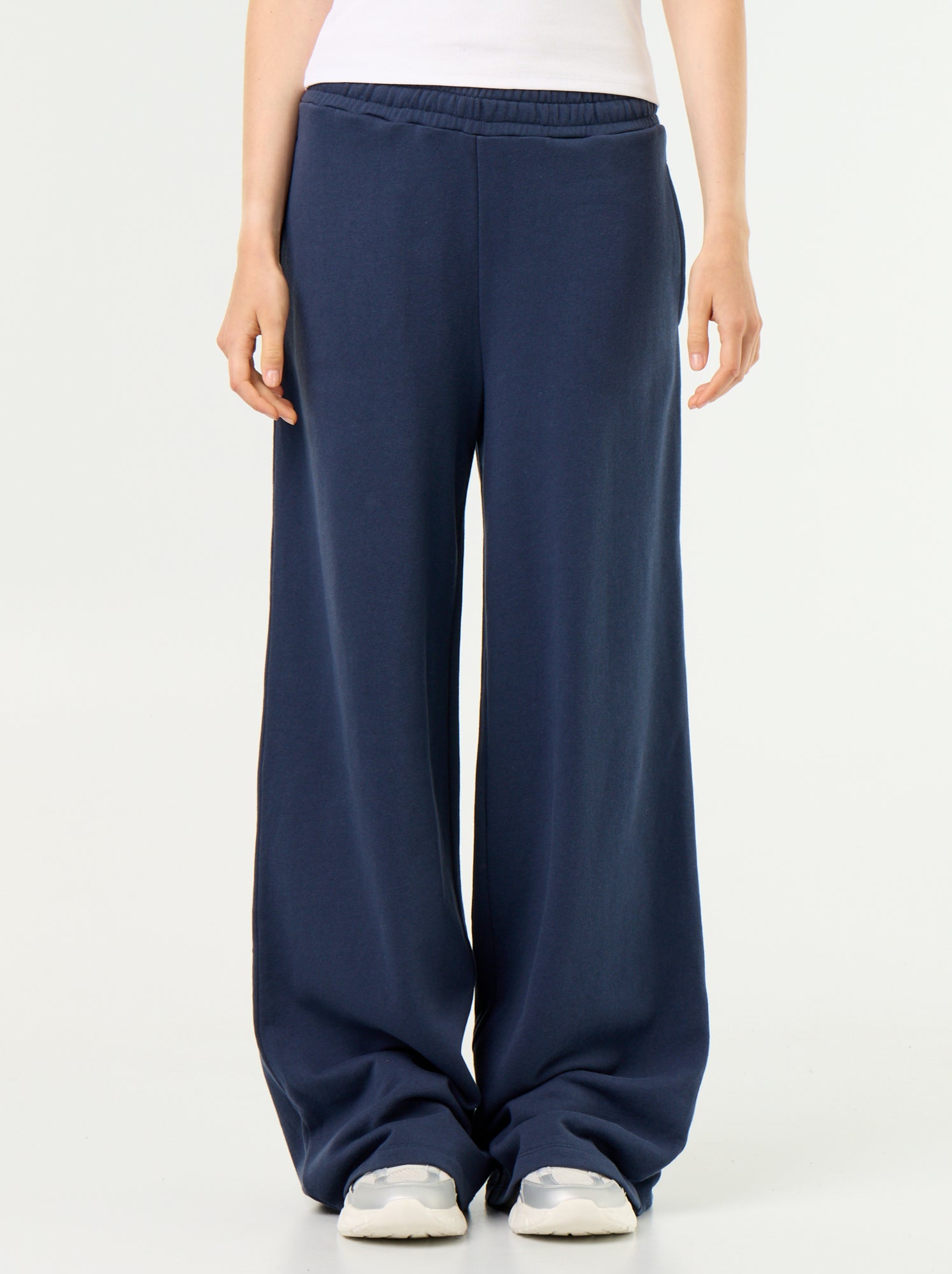 Pantalon jogging large en maille lourde - Bleu
