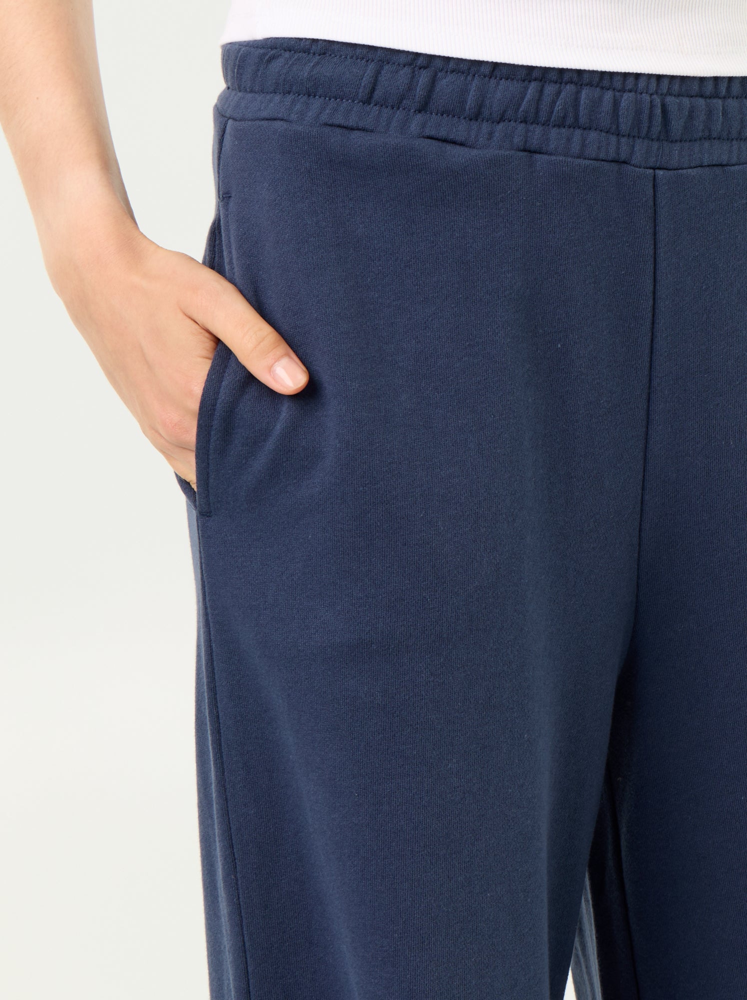 Pantalon jogging large en maille lourde - Bleu