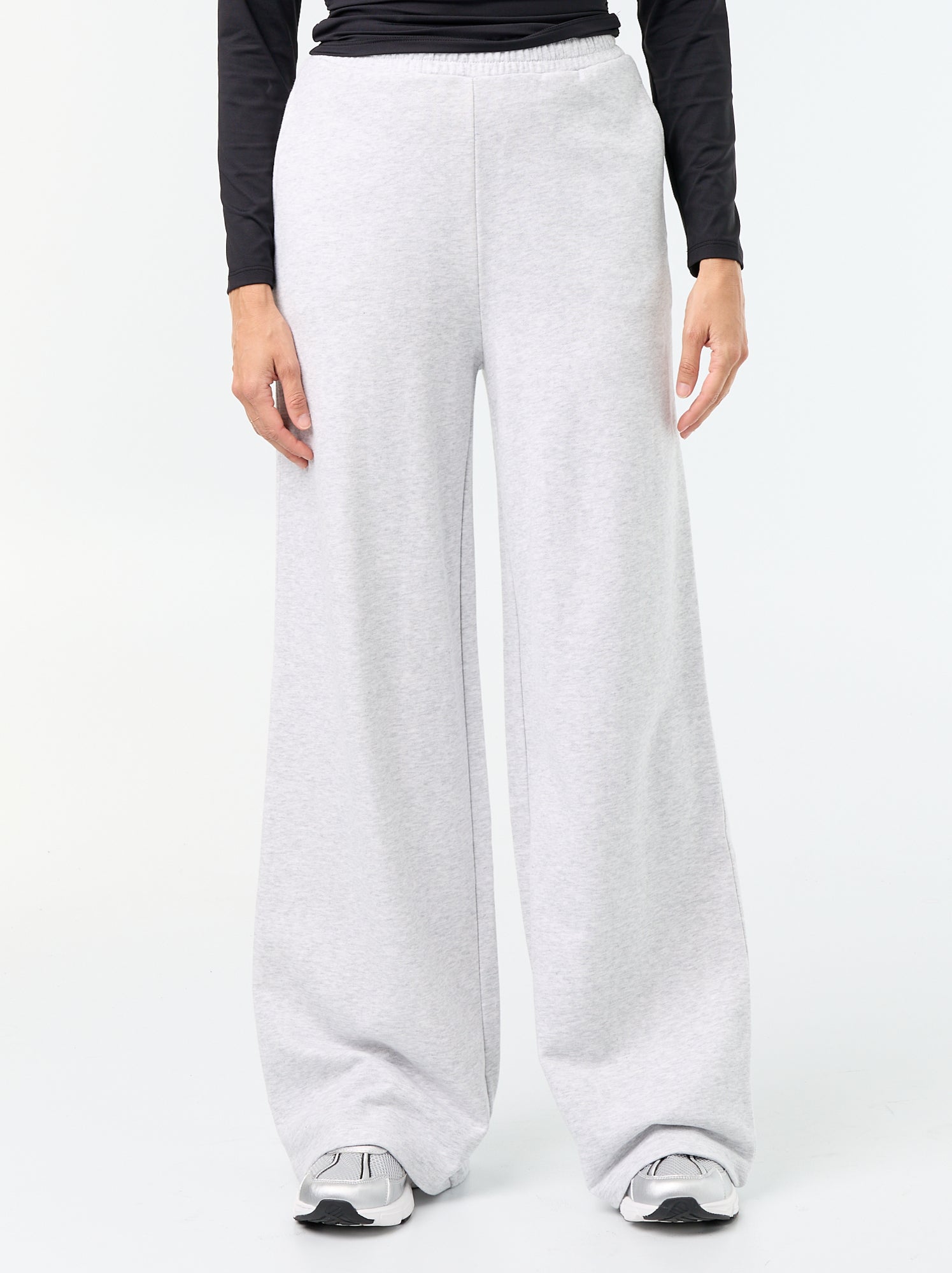 Pantalon jogging large en maille lourde - Gris