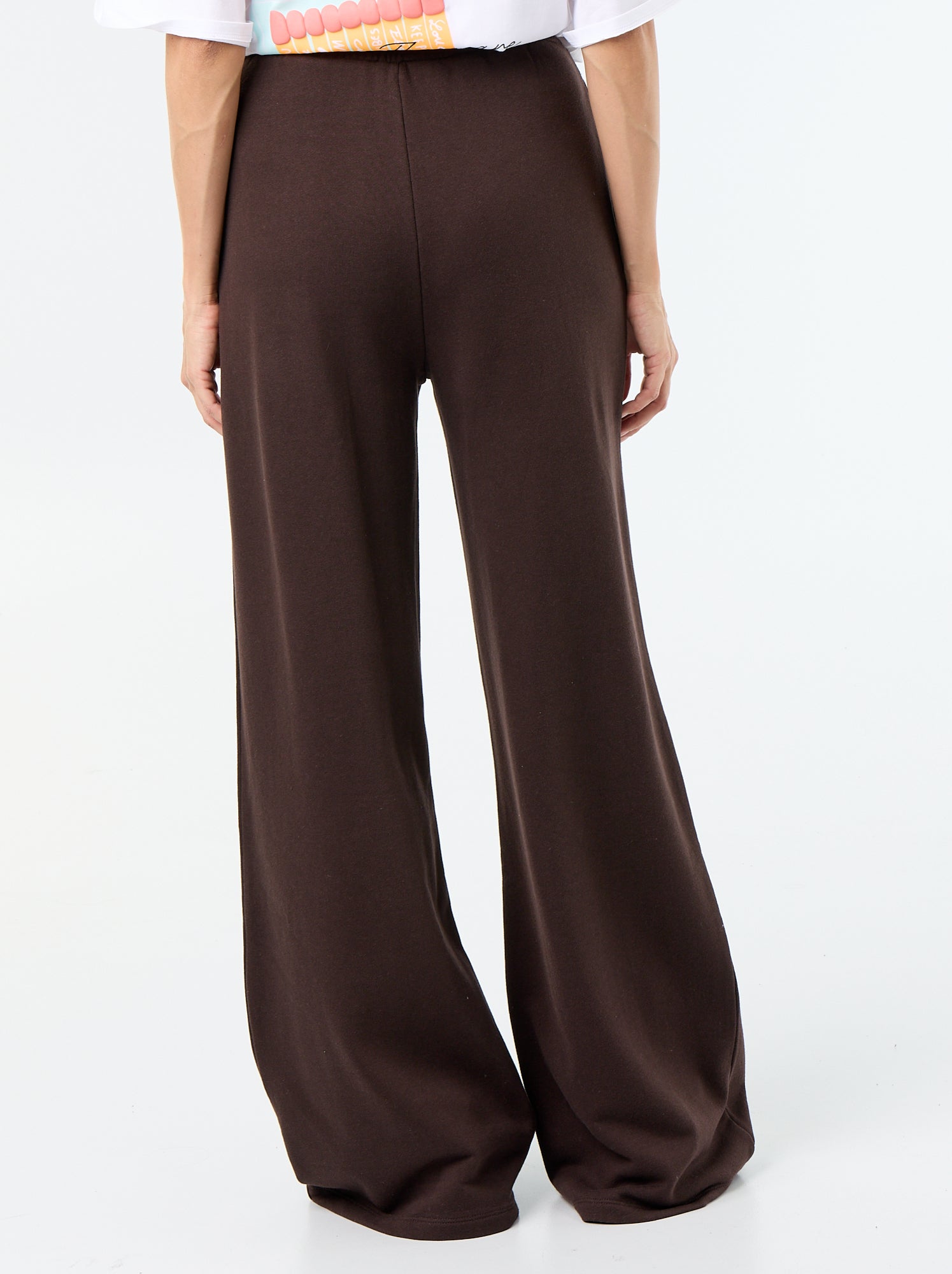 Pantalon jogging large en maille lourde - Marron