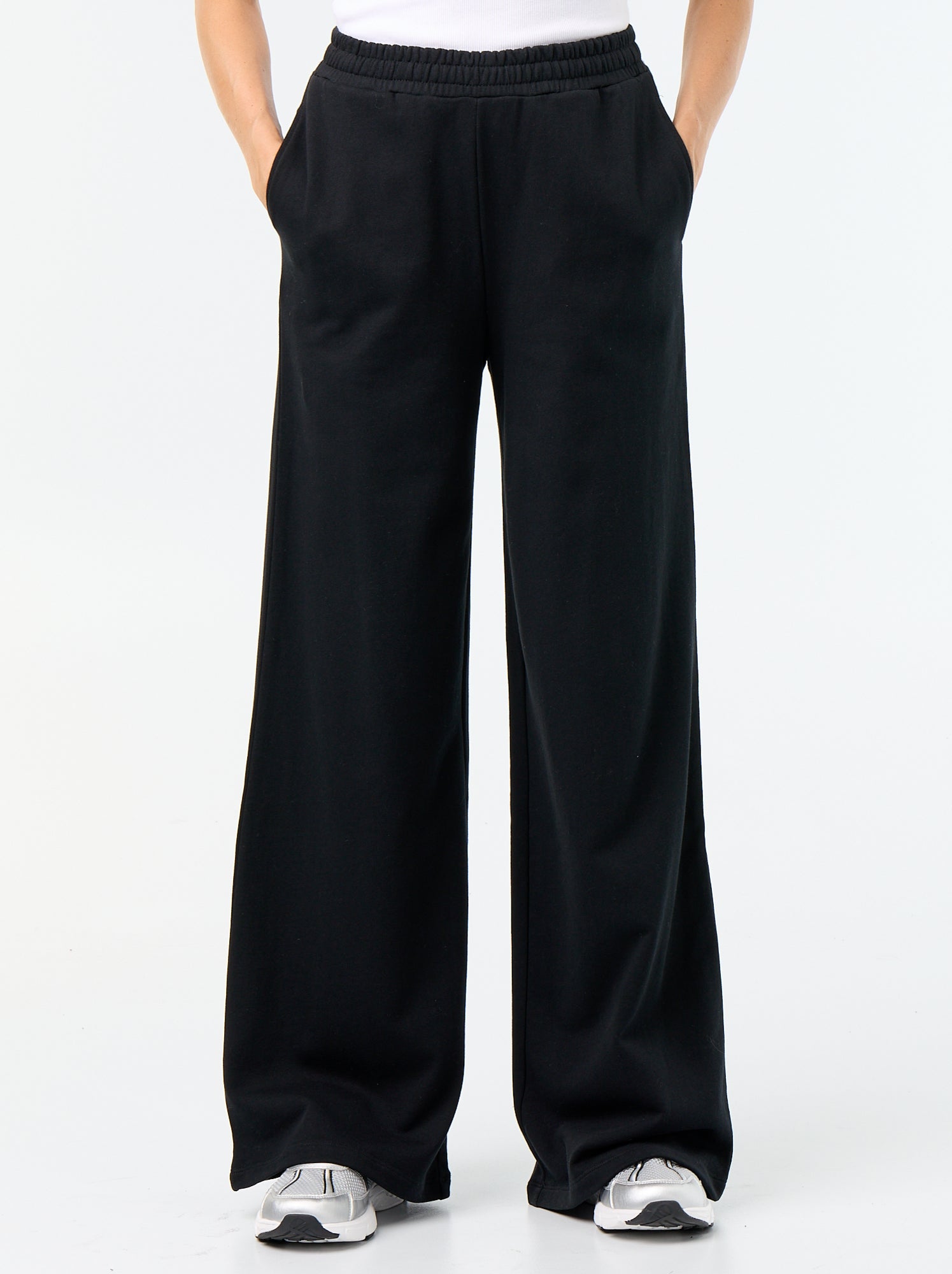 Pantalon jogging large en maille lourde - Noir