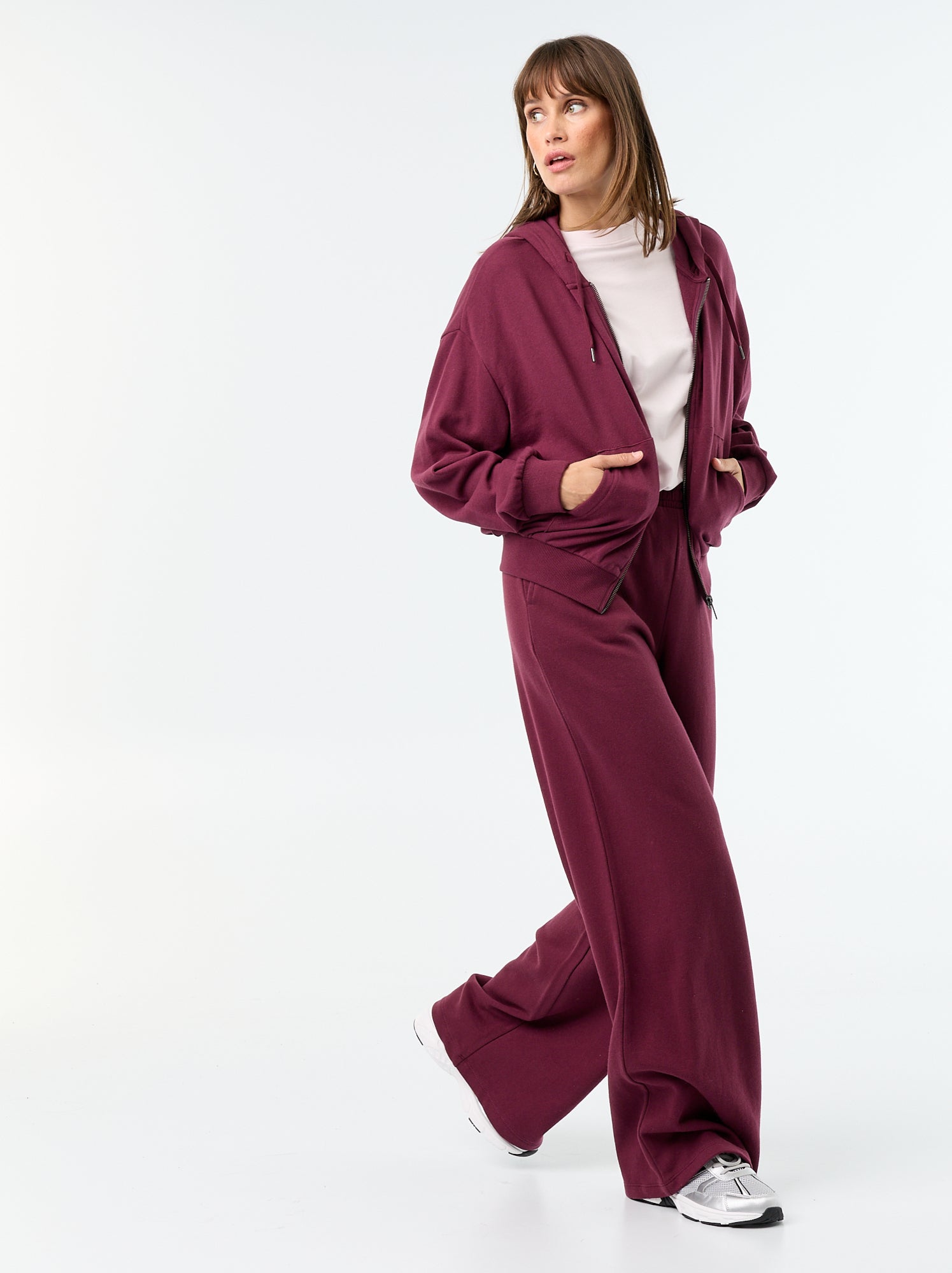 Pantalon jogging large en maille lourde - Rose