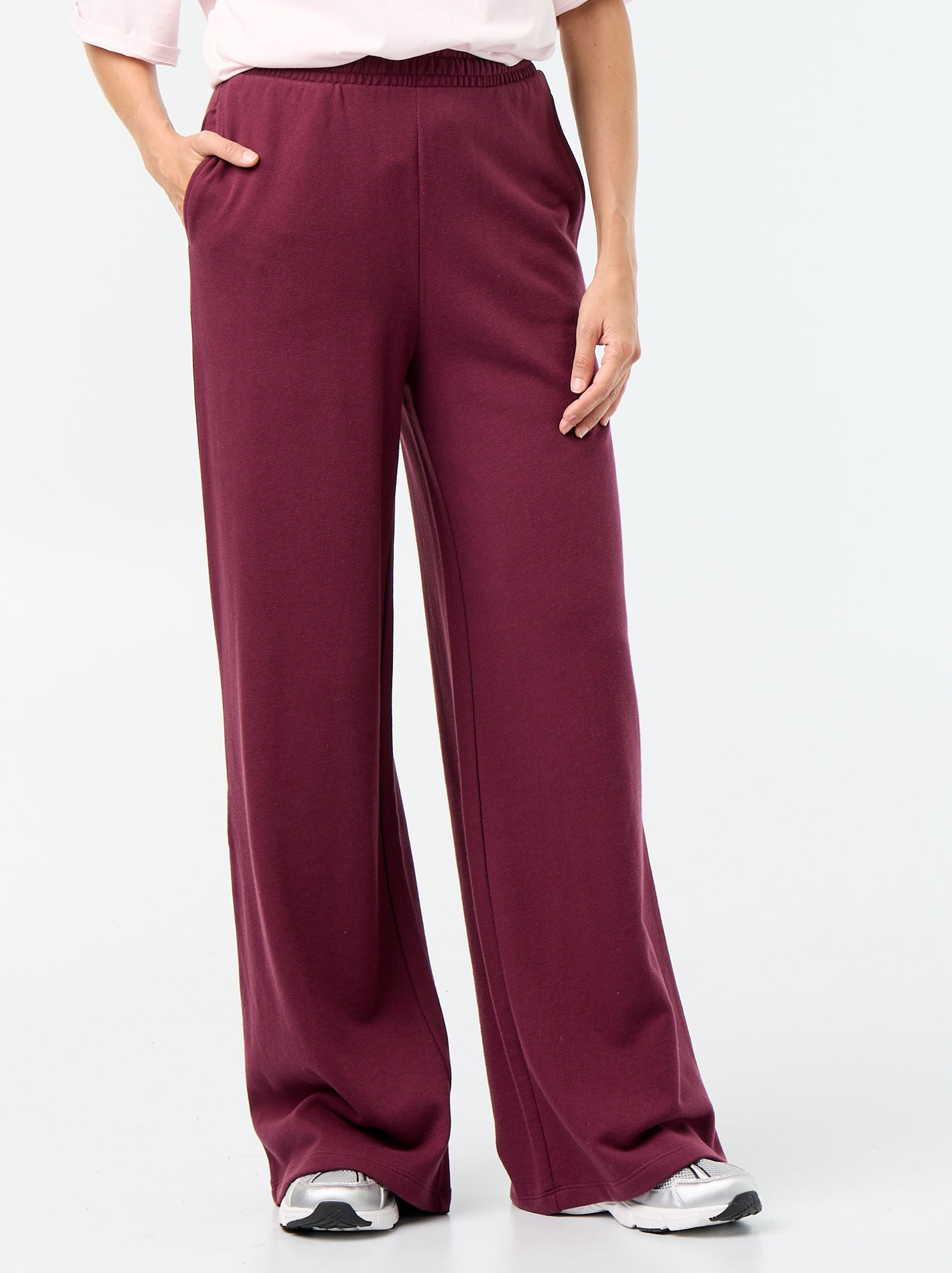 Pantalon jogging large en maille lourde - Rose