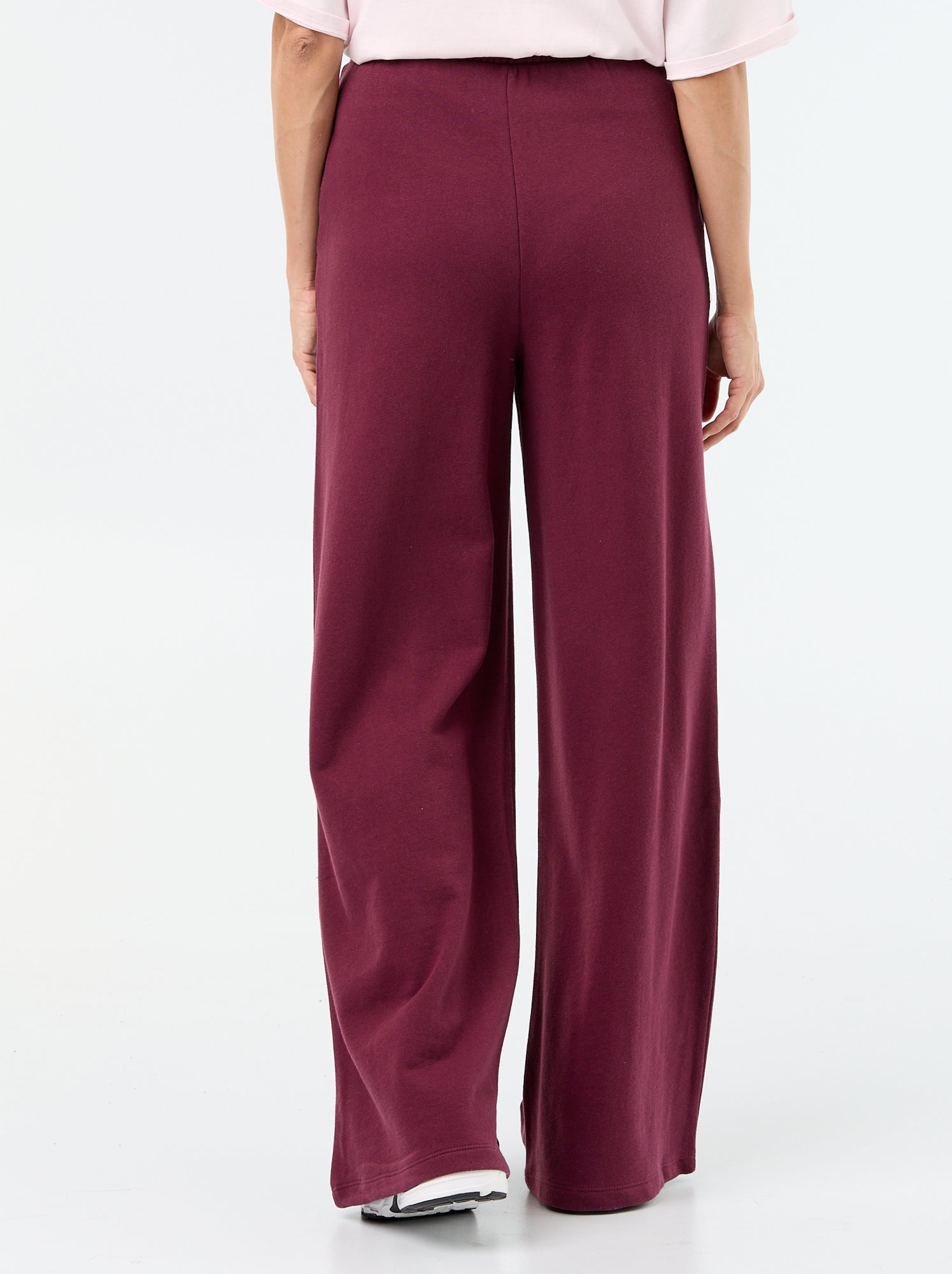 Pantalon jogging large en maille lourde - Rose