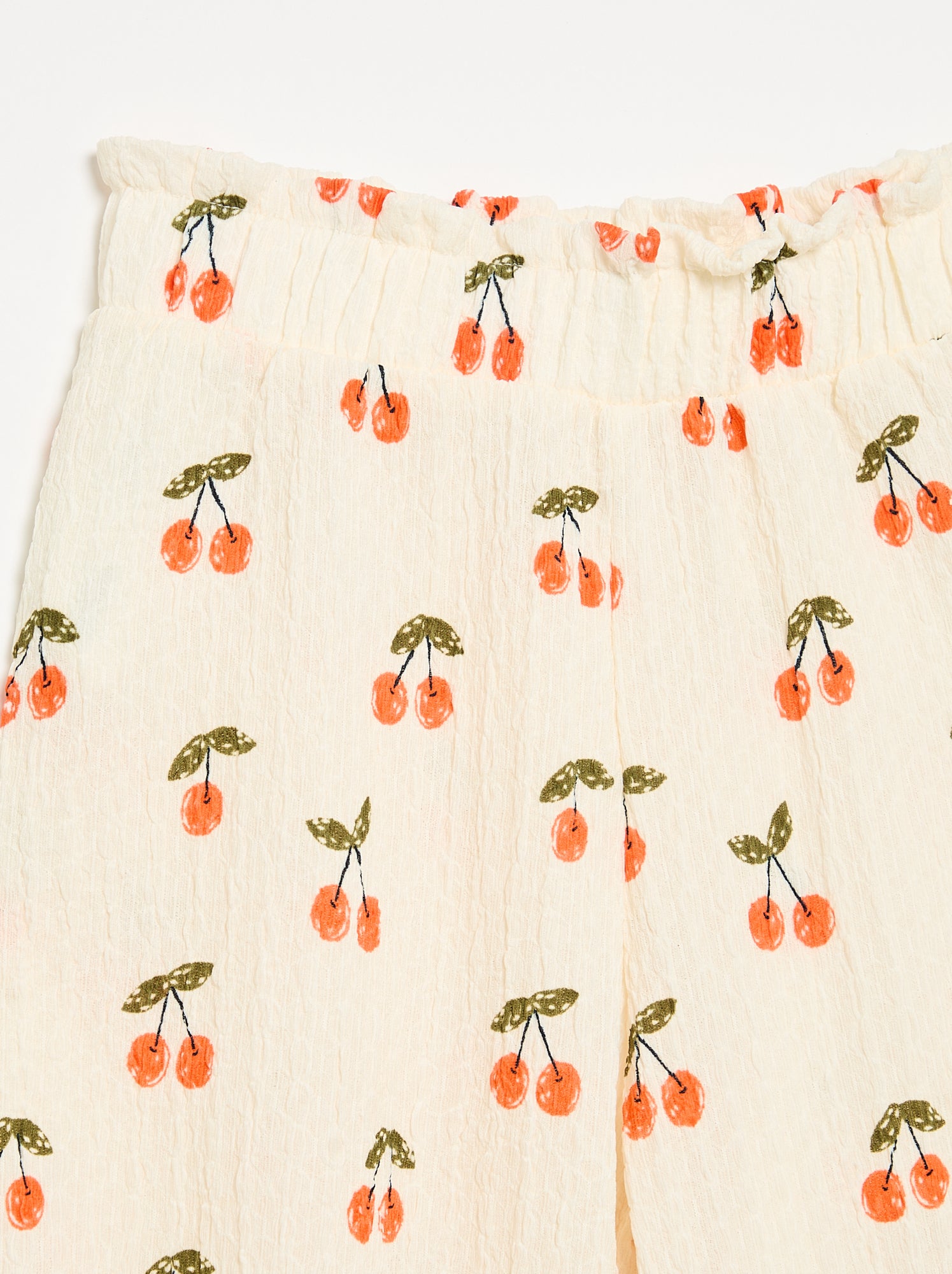 Pantalon large avec bas volantés - Blanc
