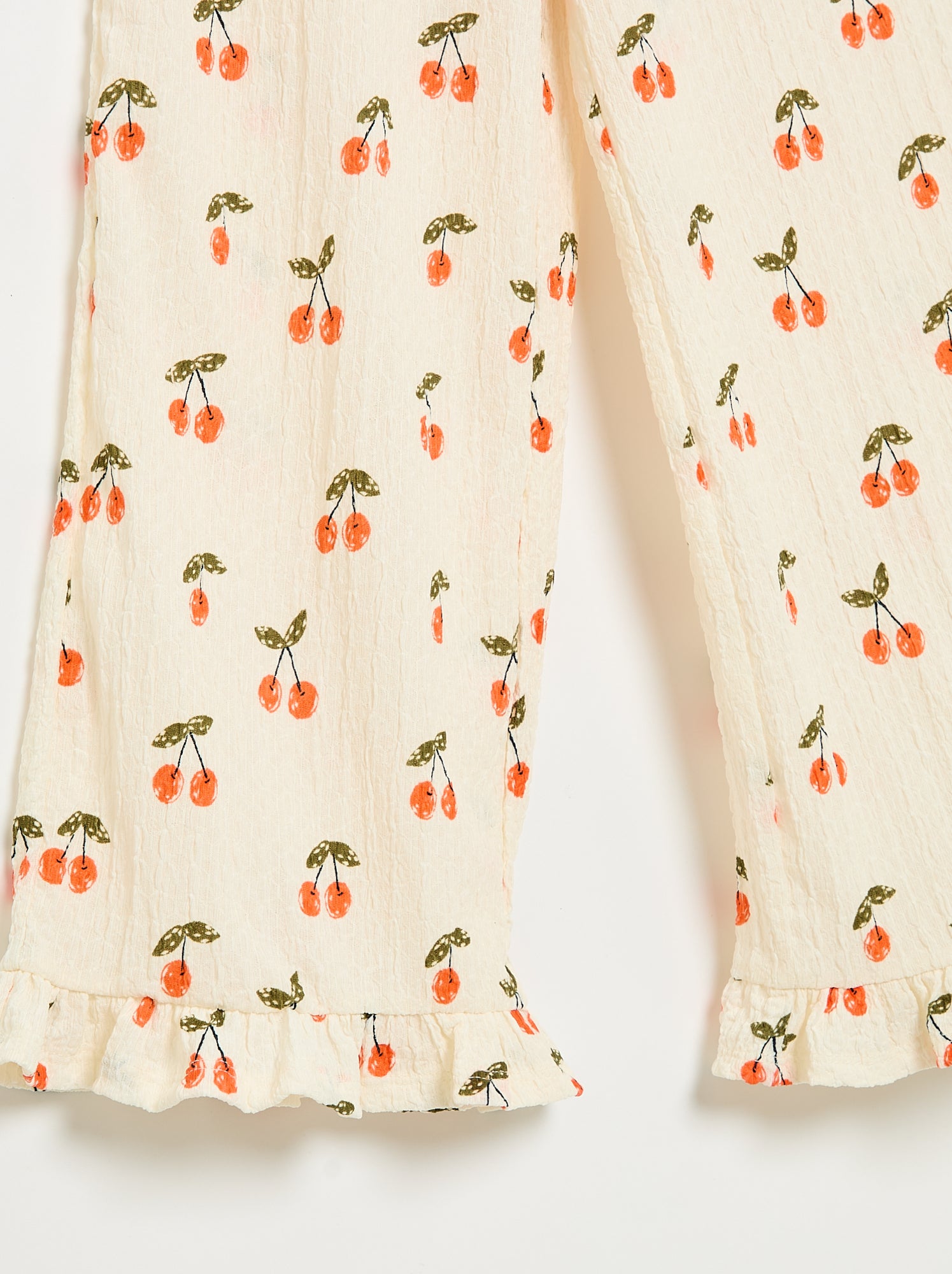 Pantalon large avec bas volantés - Blanc