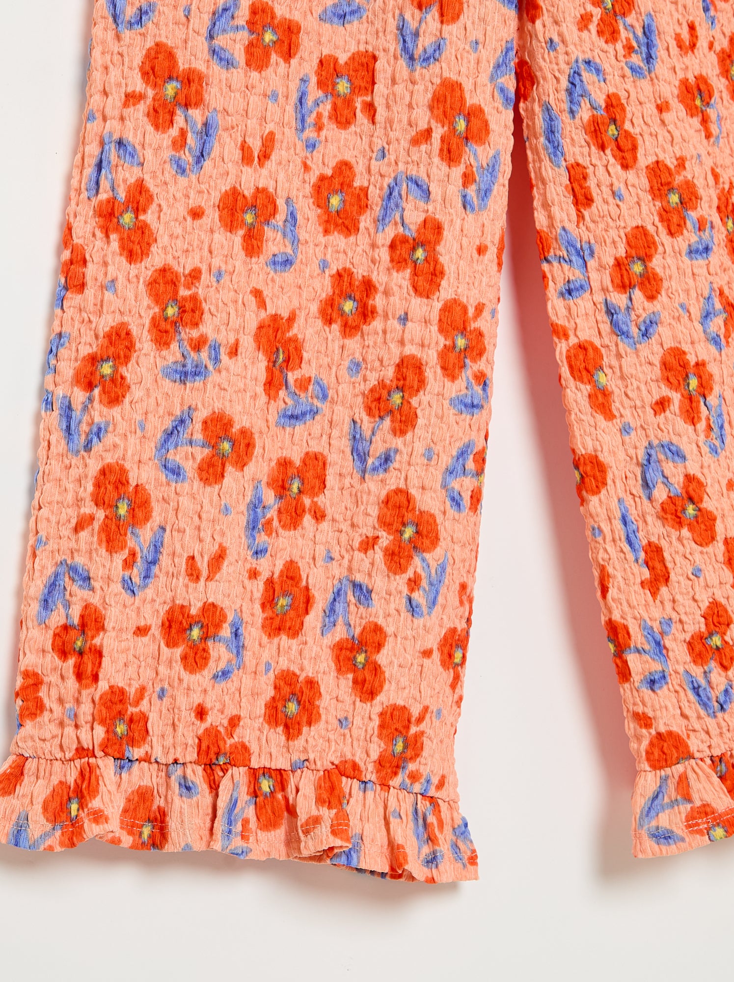 Pantalon large avec bas volantés - Orange