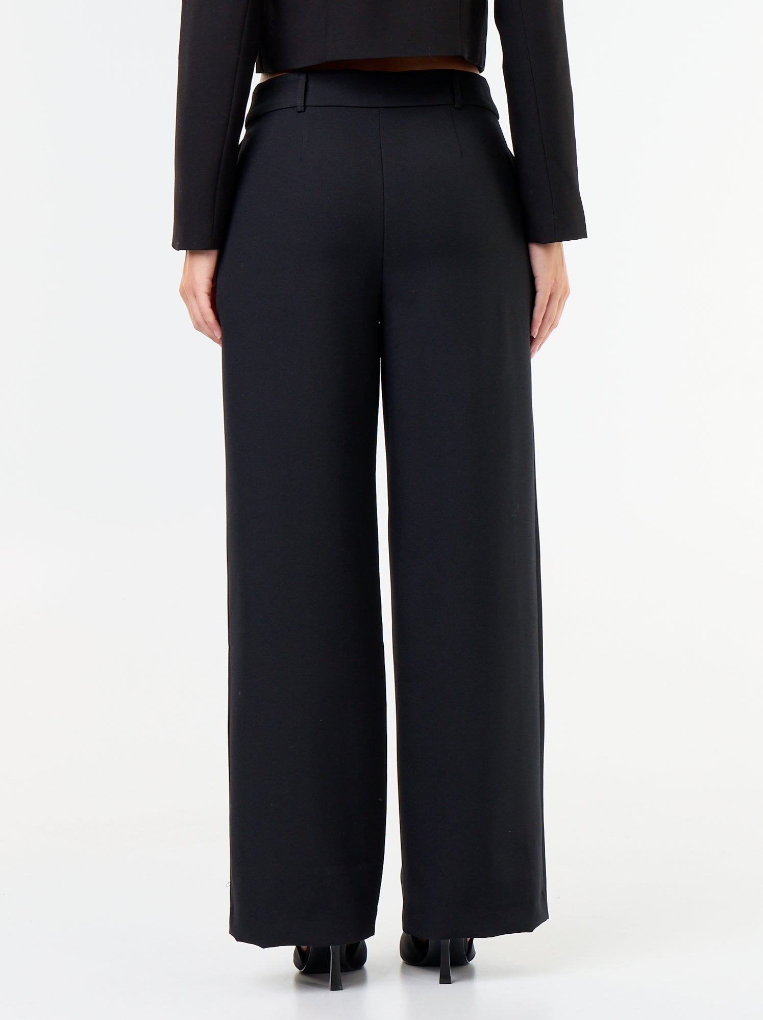 Pantalon large avec boutons dorés - Noir