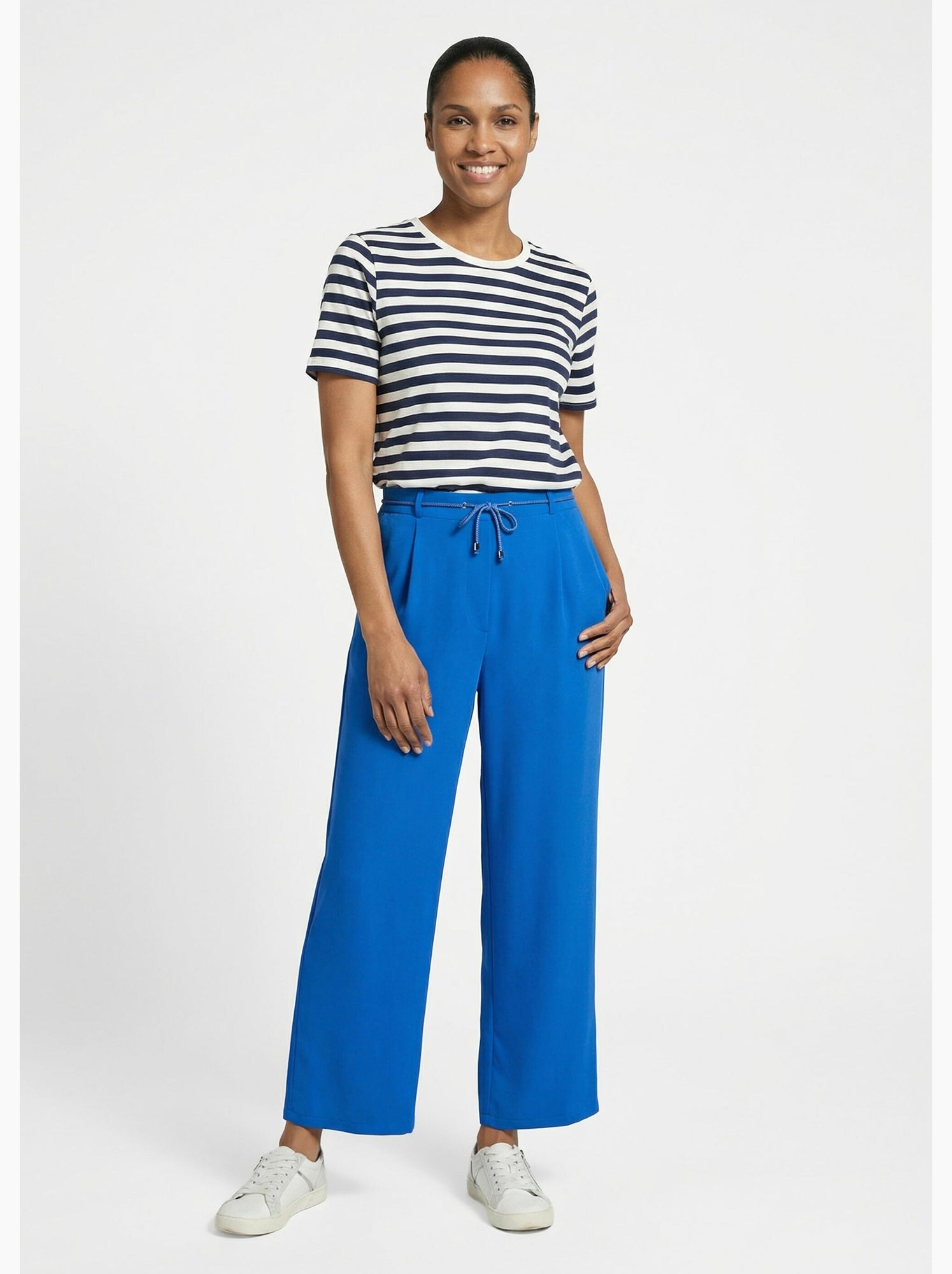 Pantalon large élastiqué, essentiel - afibel - Bleu électrique
