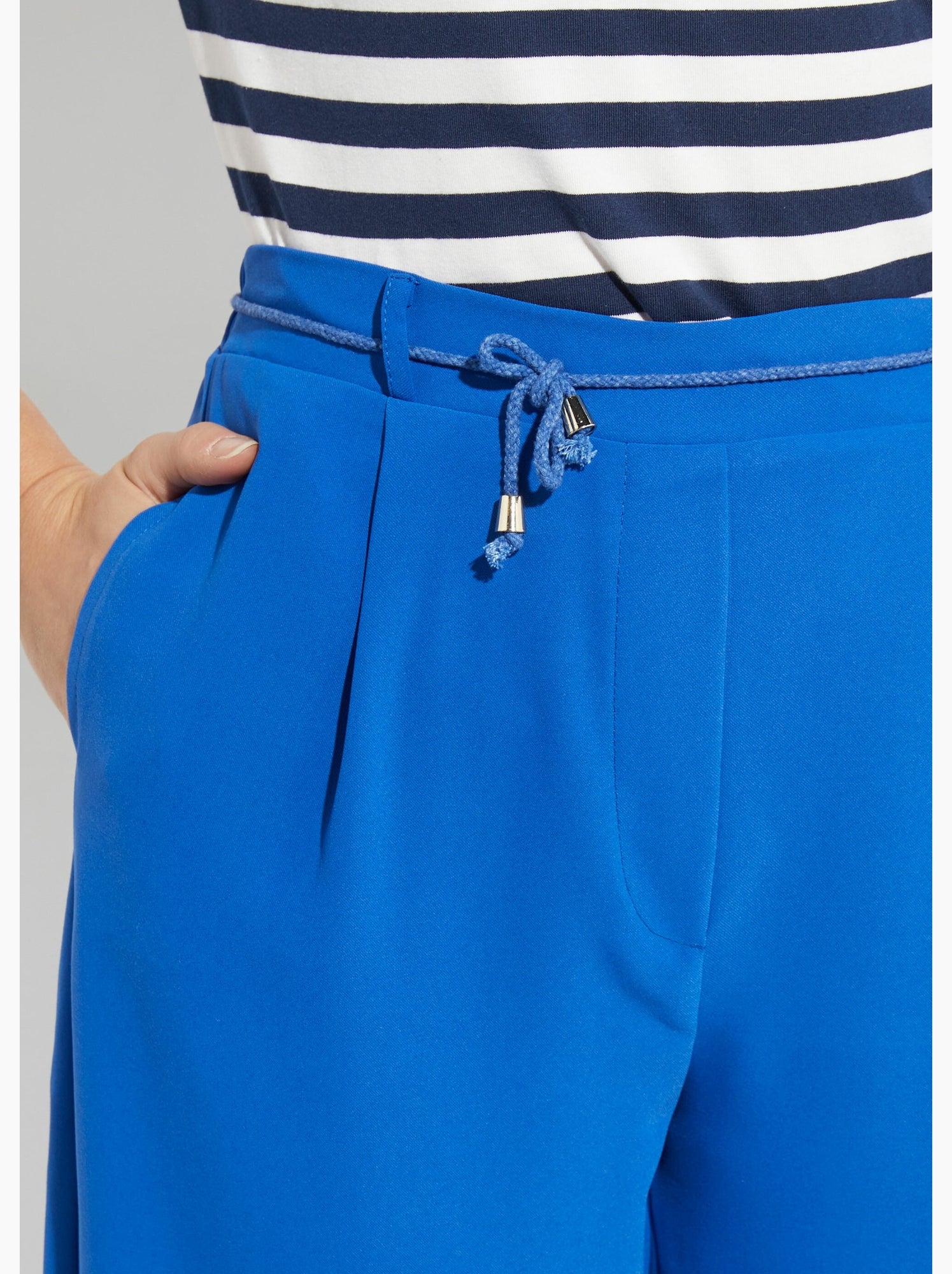 Pantalon large élastiqué, essentiel - afibel - Bleu électrique