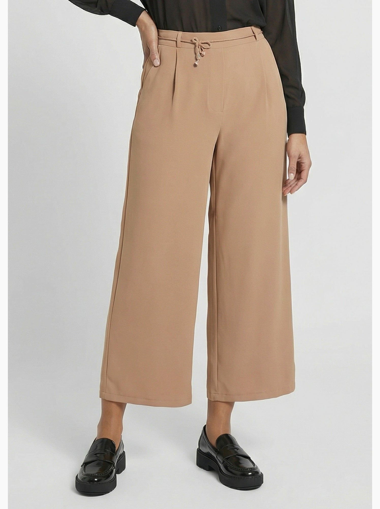 Pantalon large élastiqué, essentiel - afibel - Camel