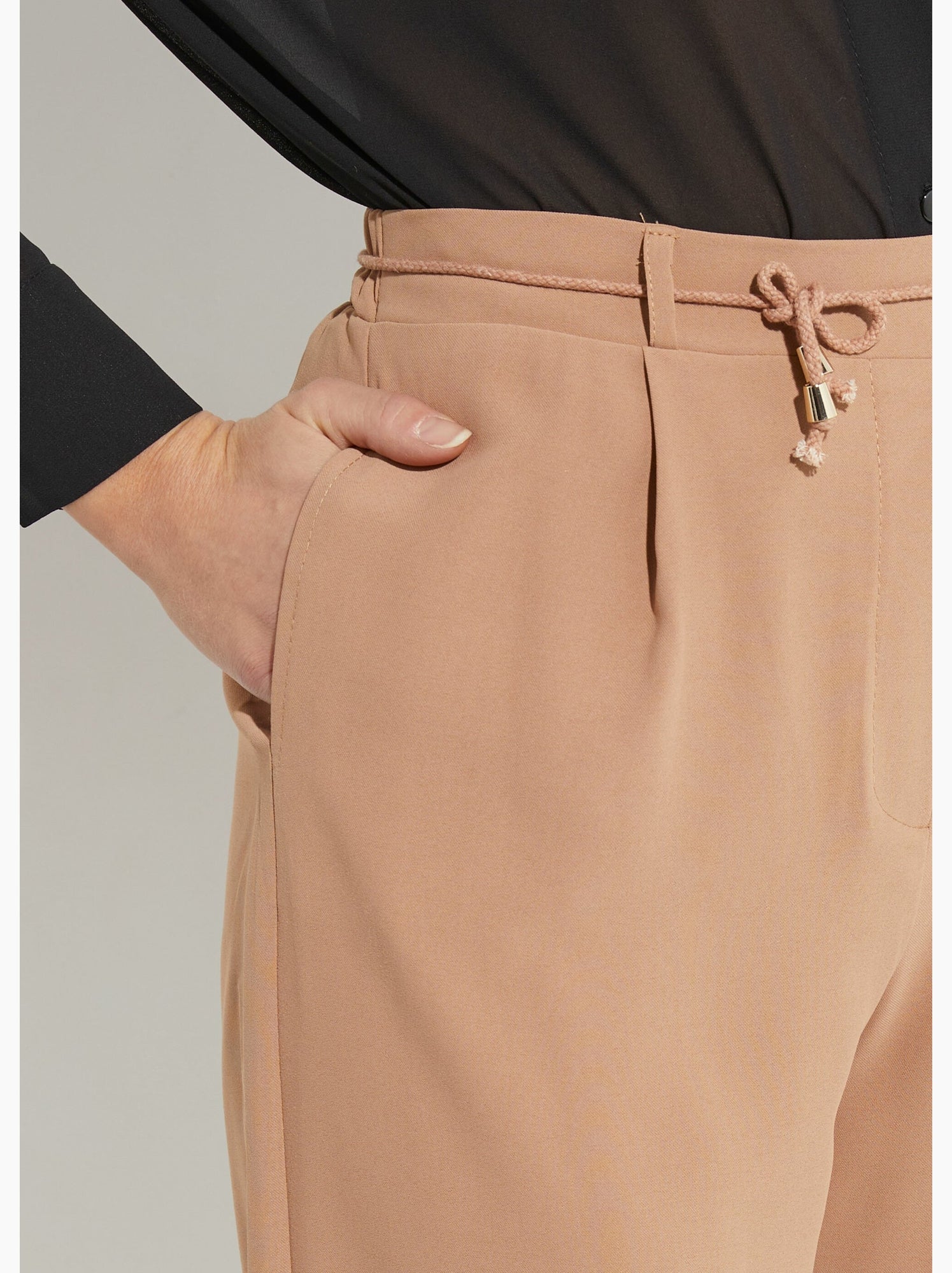 Pantalon large élastiqué, essentiel - afibel - Camel