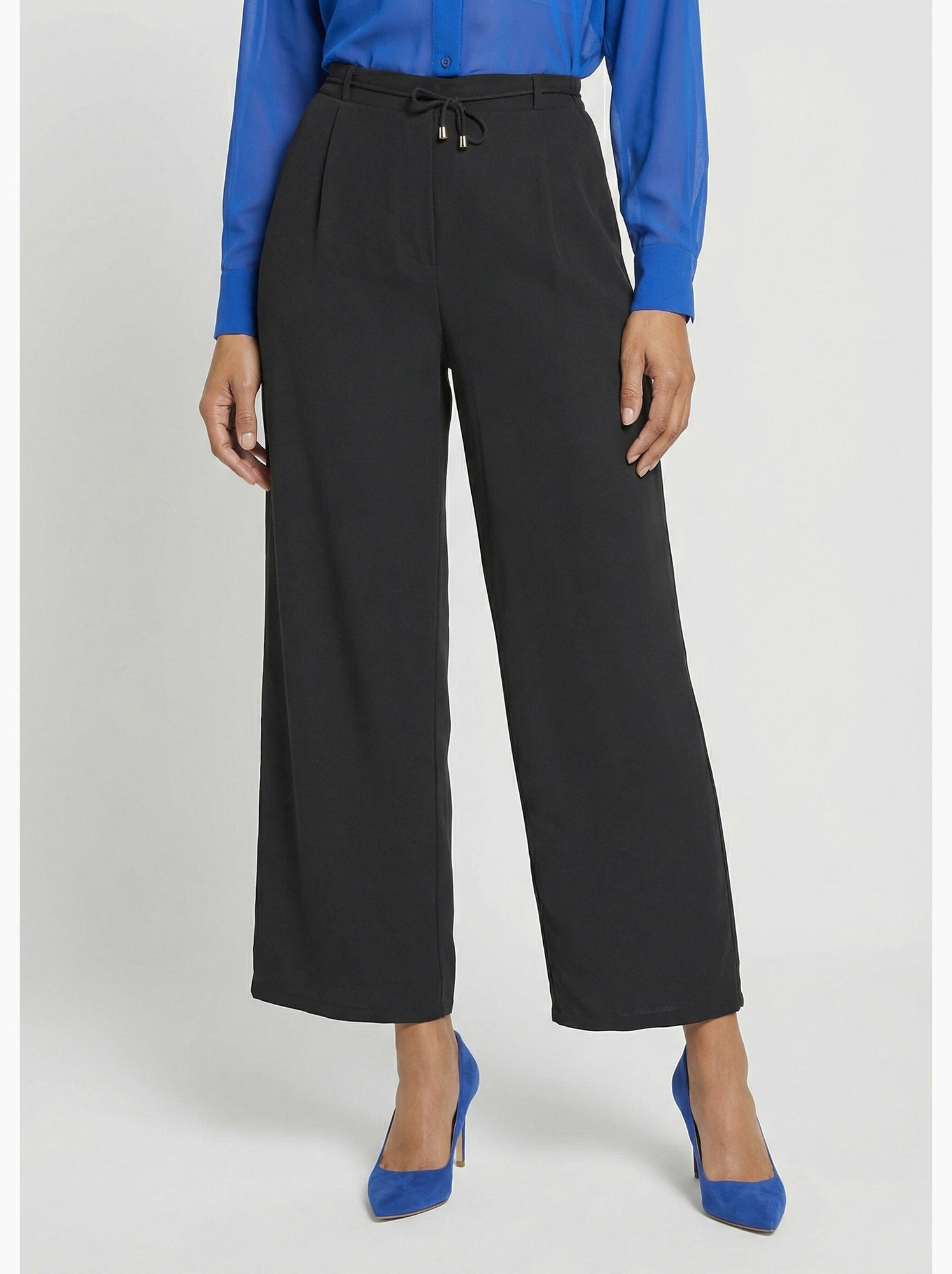 Pantalon large élastiqué, essentiel - afibel - Noir