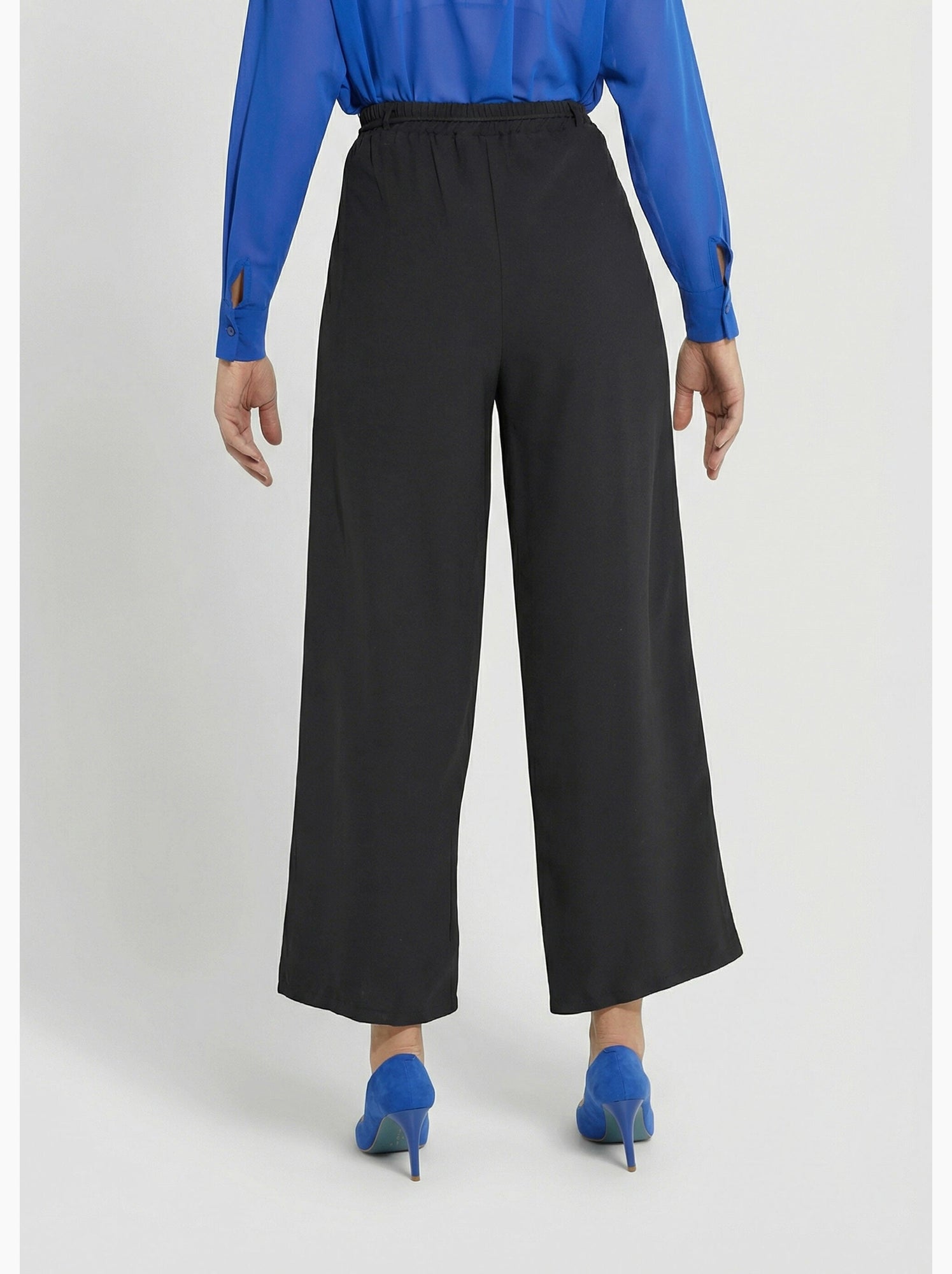 Pantalon large élastiqué, essentiel - afibel - Noir