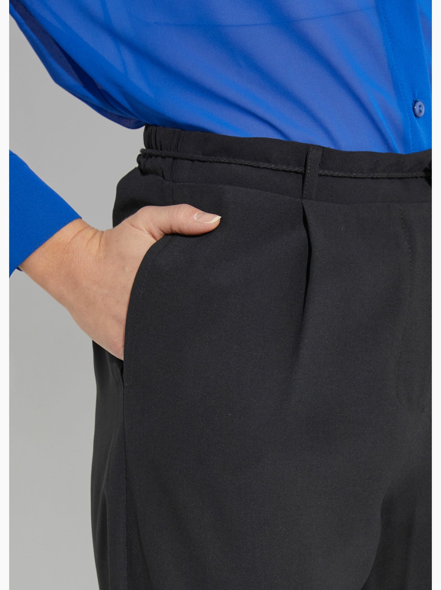 Pantalon large élastiqué, essentiel - afibel - Noir