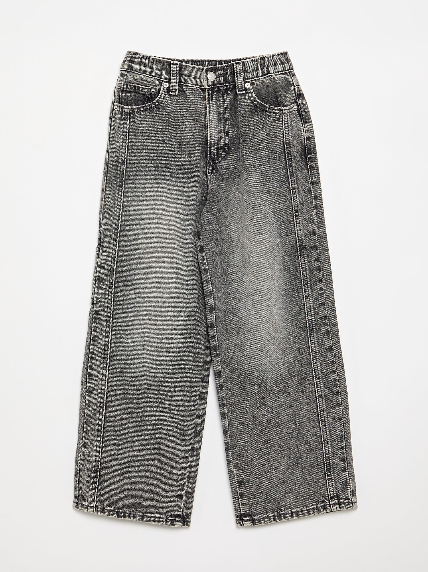 Pantalon large en denim - Gris