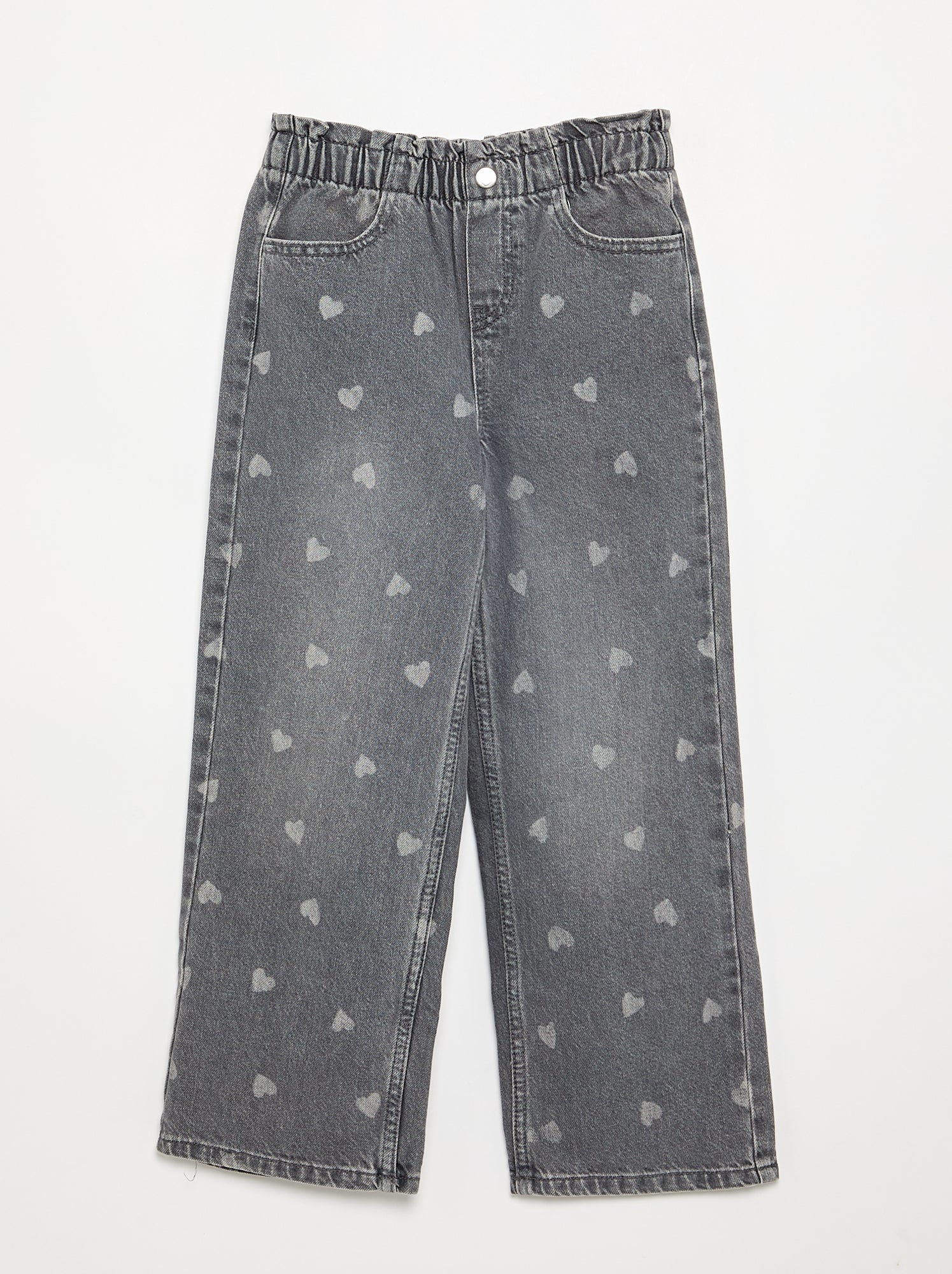 Pantalon large en denim - Gris (GJT30_7)