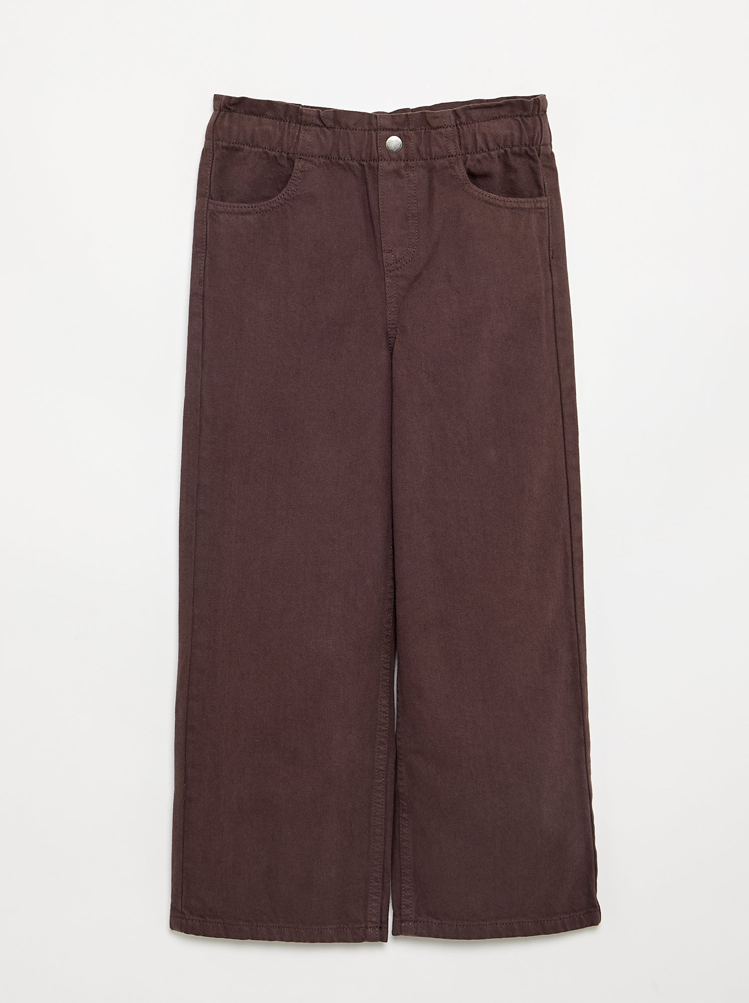 Pantalon large en denim - Marron