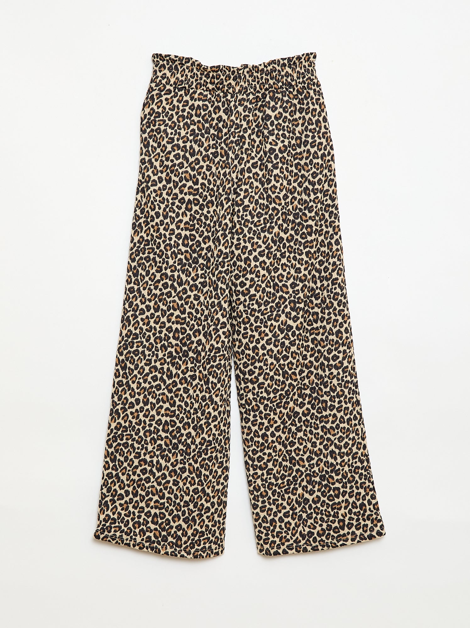 Pantalon large en maille crêpe - Marron